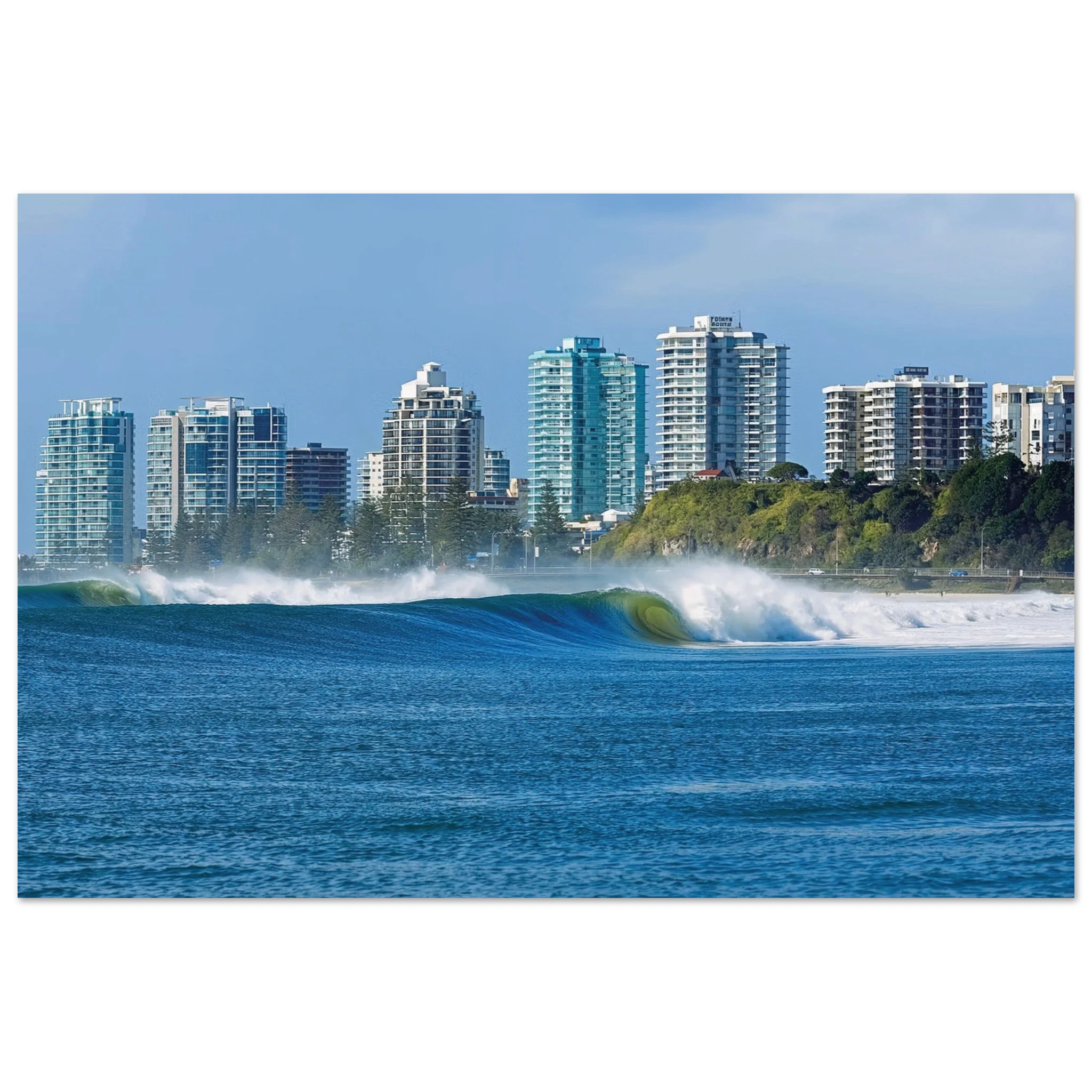 Gold Coast, Australien – Queensland-Küste mit Superbank Pointbreaks wie Snapper Rocks und Kirra. Kunstdruck auf Alu-Dibond.