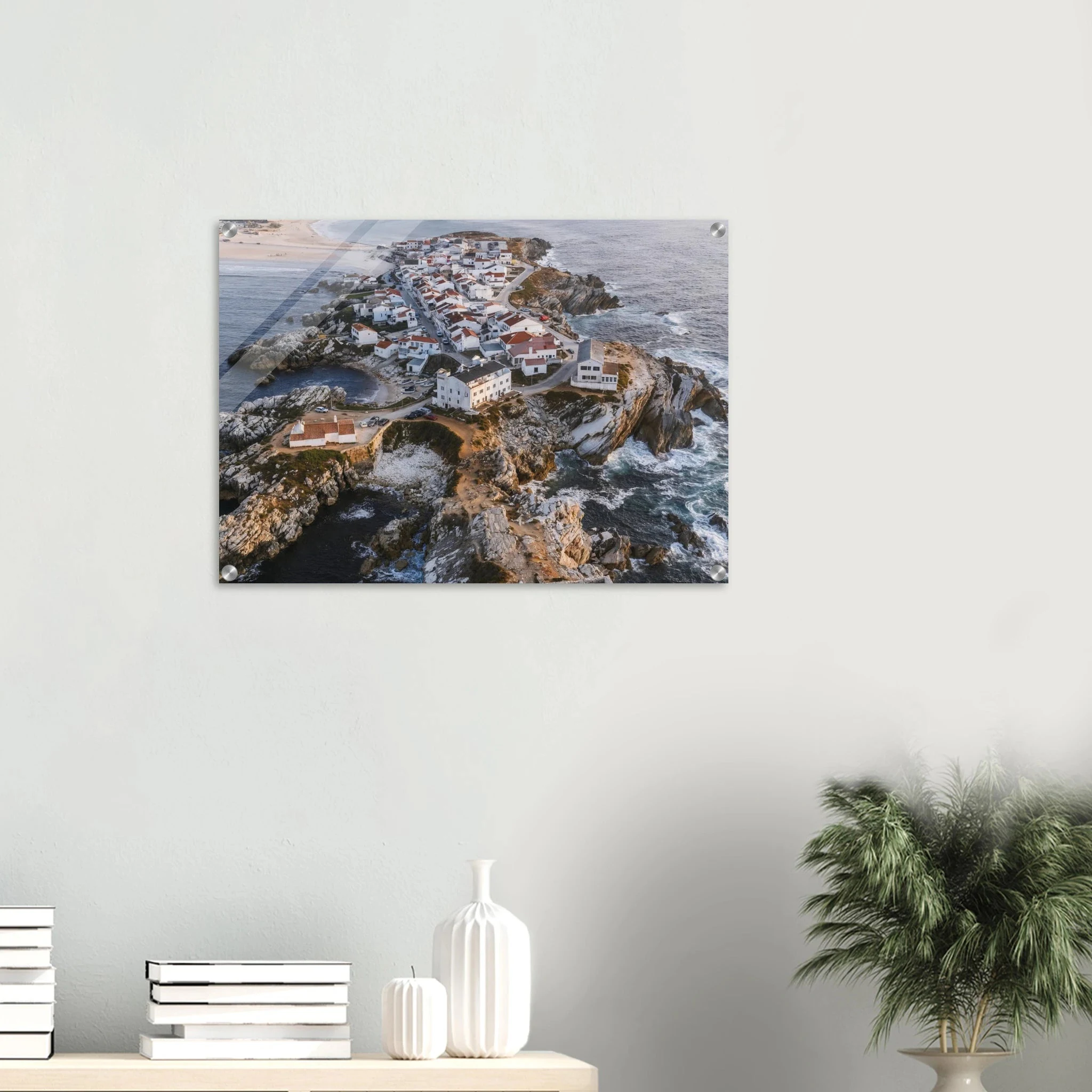 Peniche, Portugal – Halbinsel mit Supertubos-Beachbreak, Austragungsort der WSL Meo Rip Curl Pro Portugal. Kunstdruck auf Acrylglas.