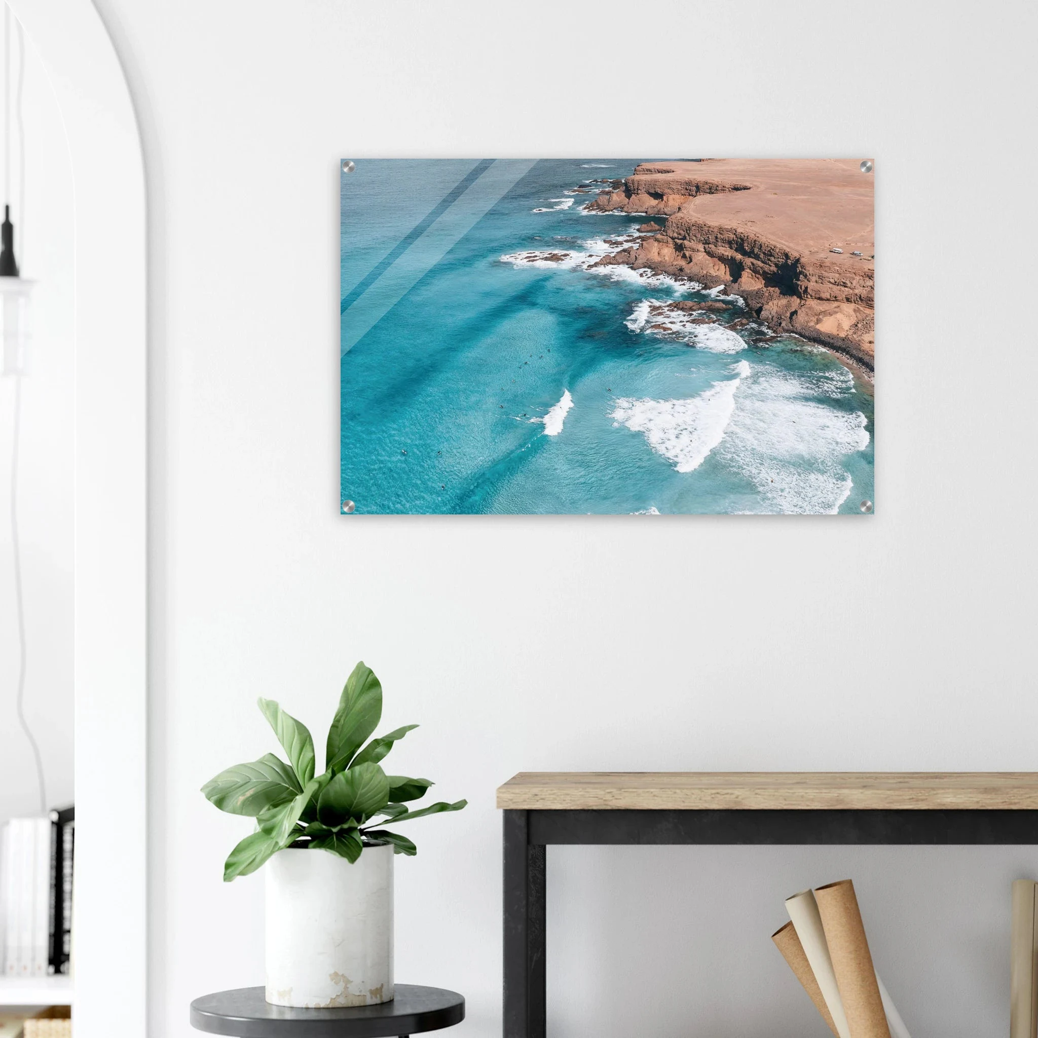 Fuerteventura, Spanien – Kanareninsel mit Vulkangestein-Reefbreaks im Norden und ganzjährig konstantem Atlantik-Swell. Kunstdruck auf Acrylglas.