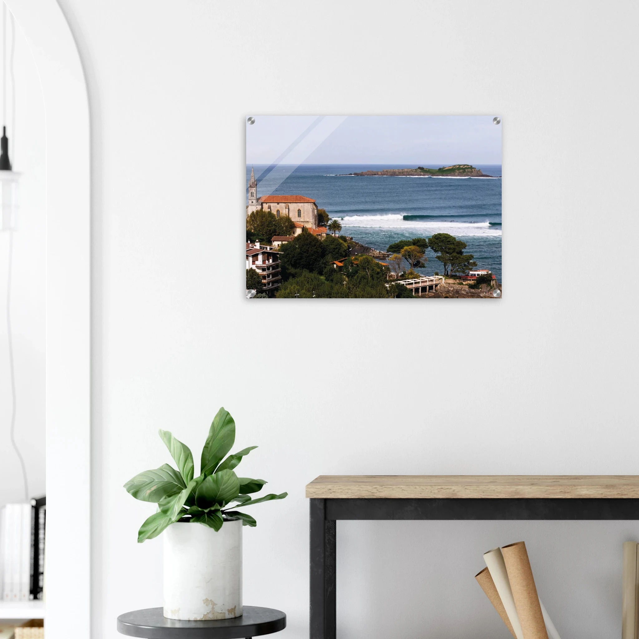 Mundaka, Spanien – Linke Flussmündungswelle im Baskenland, eine der längsten Barrels Europas. Kunstdruck auf Acrylglas.