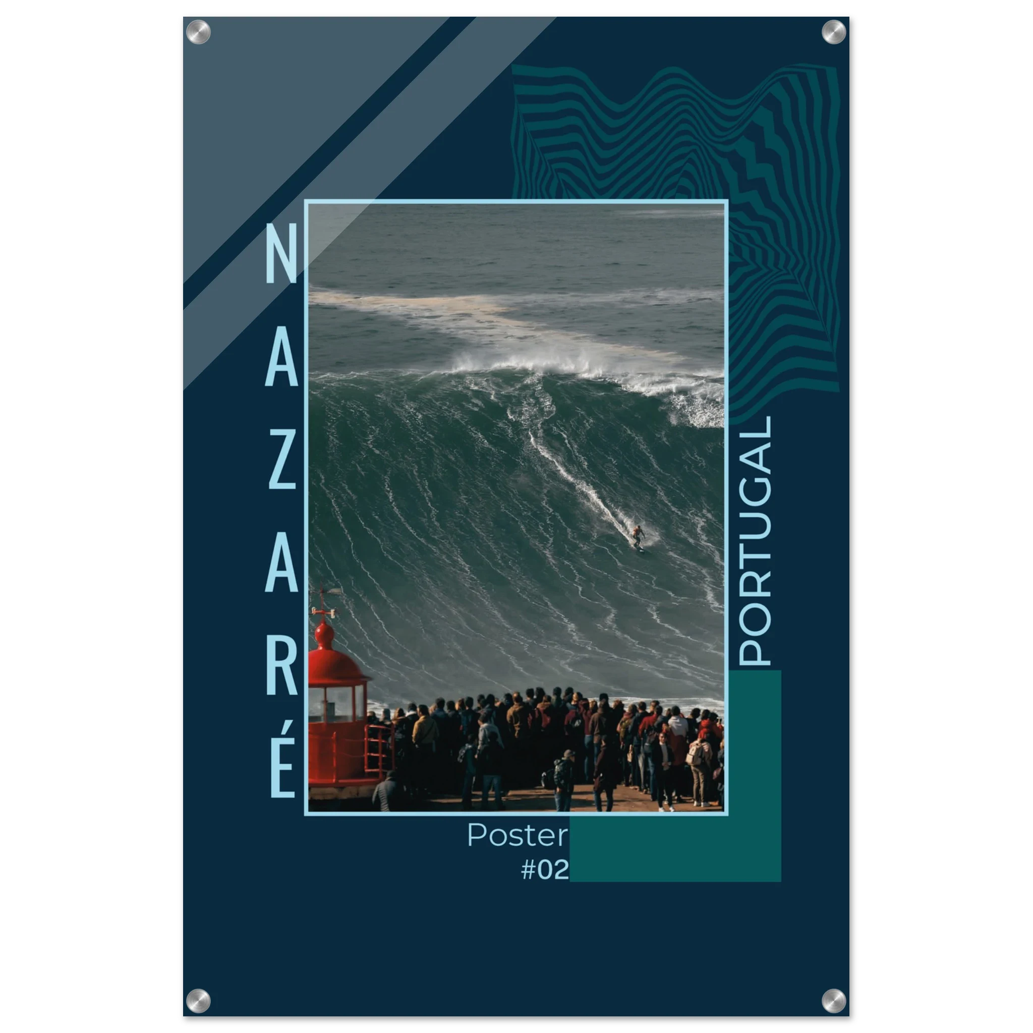 Nazaré, Portugal – Praia do Norte, weltgrößte Big-Wave-Welle Europas an der portugiesischen Atlantikküste. Kunstdruck auf Acrylglas.