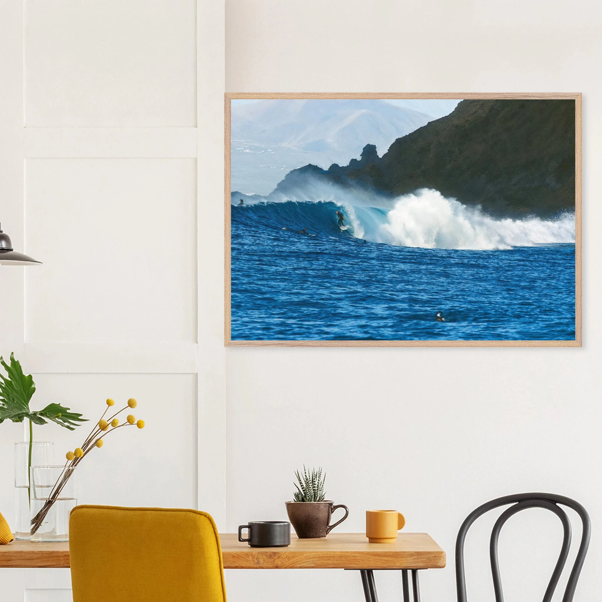 Fuerteventura, Spanien – Kanareninsel mit Vulkangestein-Reefbreaks im Norden und ganzjährig konstantem Atlantik-Swell. Poster im Galerie-Holzrahmen.