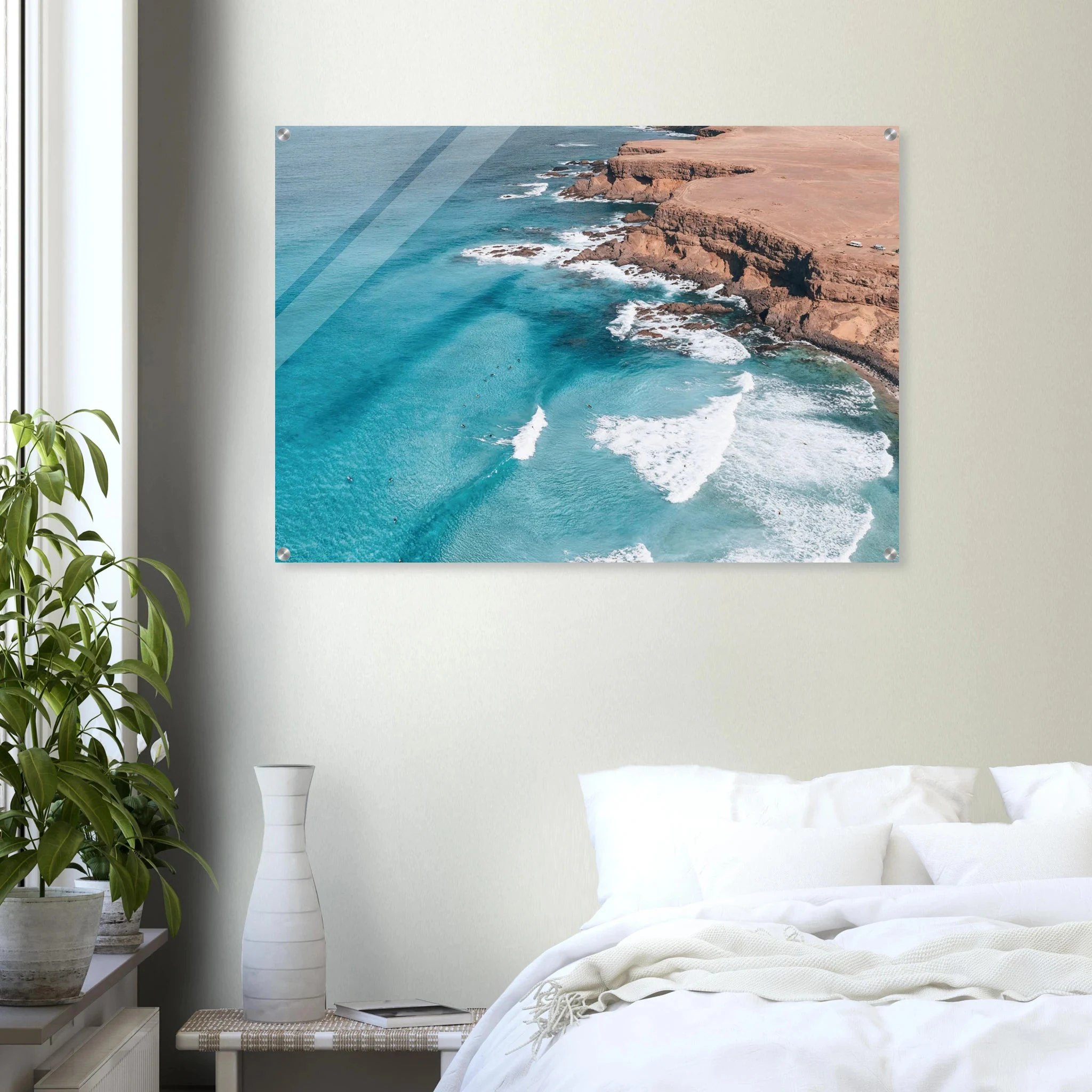 Fuerteventura, Spanien – Kanareninsel mit Vulkangestein-Reefbreaks im Norden und ganzjährig konstantem Atlantik-Swell. Kunstdruck auf Acrylglas.