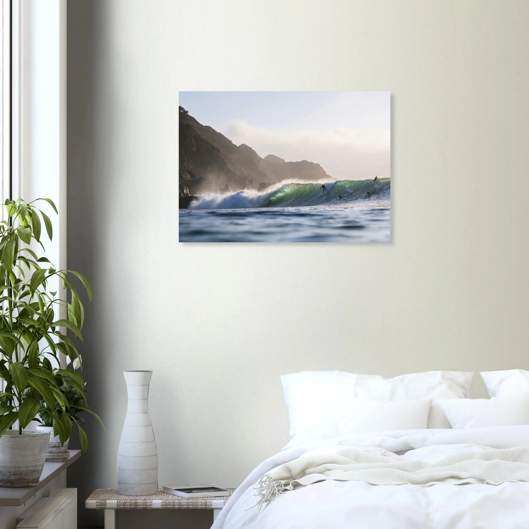 Punta de Lobos, Chile – Linker Pointbreak bei Pichilemu mit charakteristischen Felsnadeln Los Morros. Kunstdruck auf Alu-Dibond.