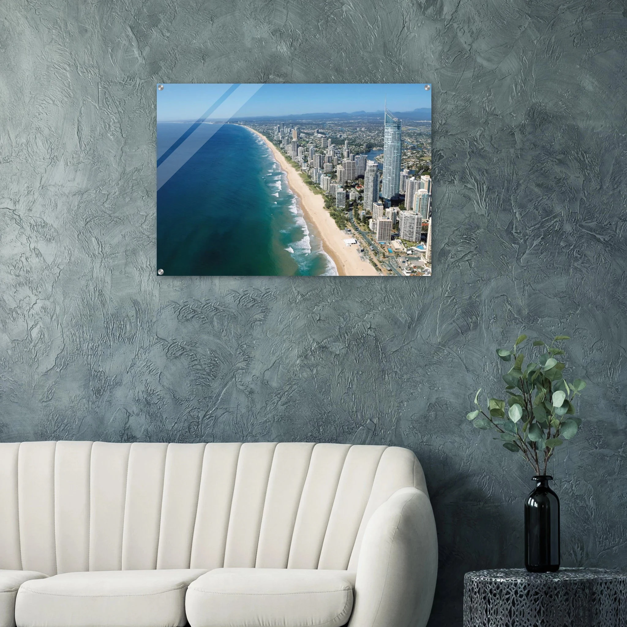 Gold Coast, Australien – Queensland-Küste mit Superbank Pointbreaks wie Snapper Rocks und Kirra. Kunstdruck auf Acrylglas.