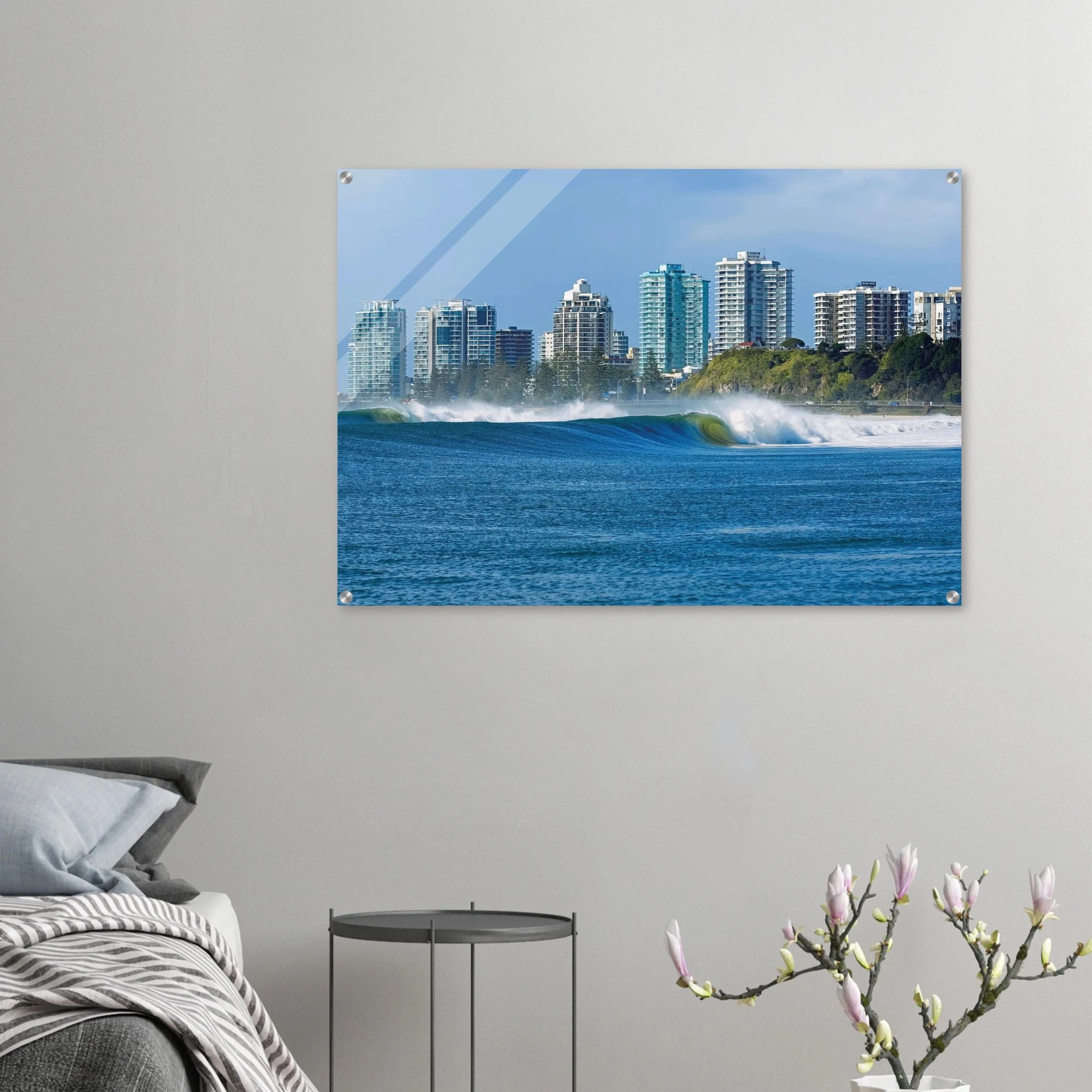 Gold Coast, Australien – Queensland-Küste mit Superbank Pointbreaks wie Snapper Rocks und Kirra. Kunstdruck auf Acrylglas.