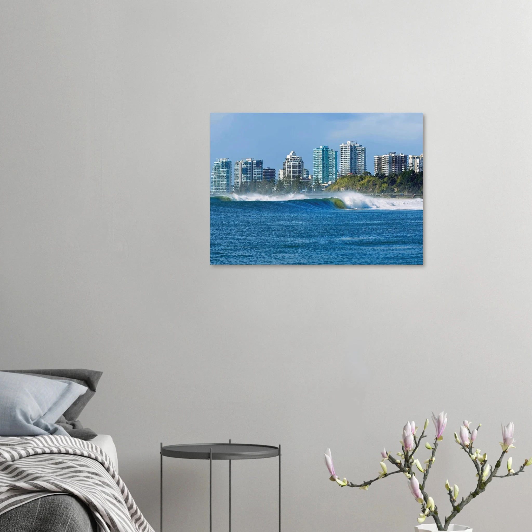 Gold Coast, Australien – Queensland-Küste mit Superbank Pointbreaks wie Snapper Rocks und Kirra. Kunstdruck auf Alu-Dibond.