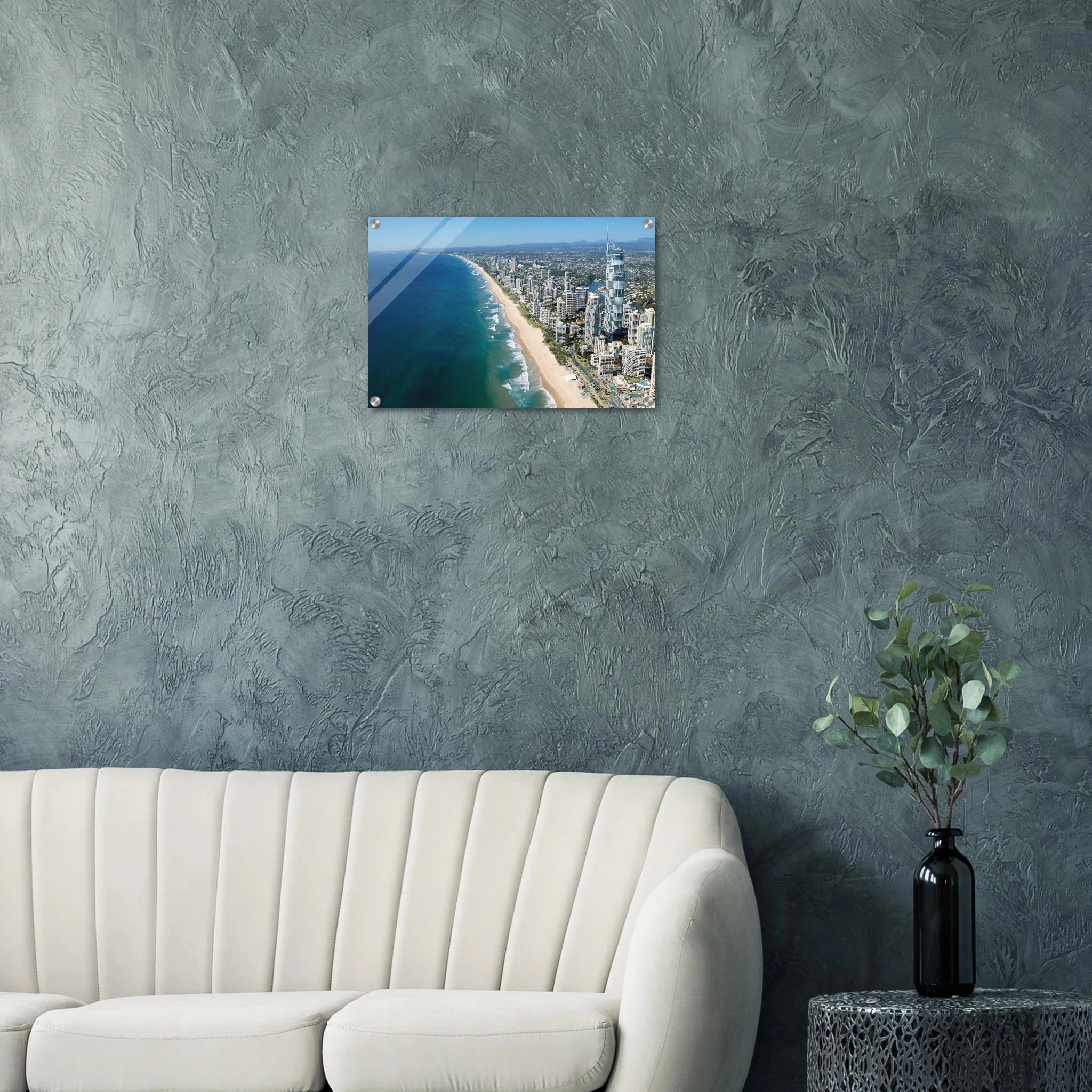Gold Coast, Australien – Queensland-Küste mit Superbank Pointbreaks wie Snapper Rocks und Kirra. Kunstdruck auf Acrylglas.