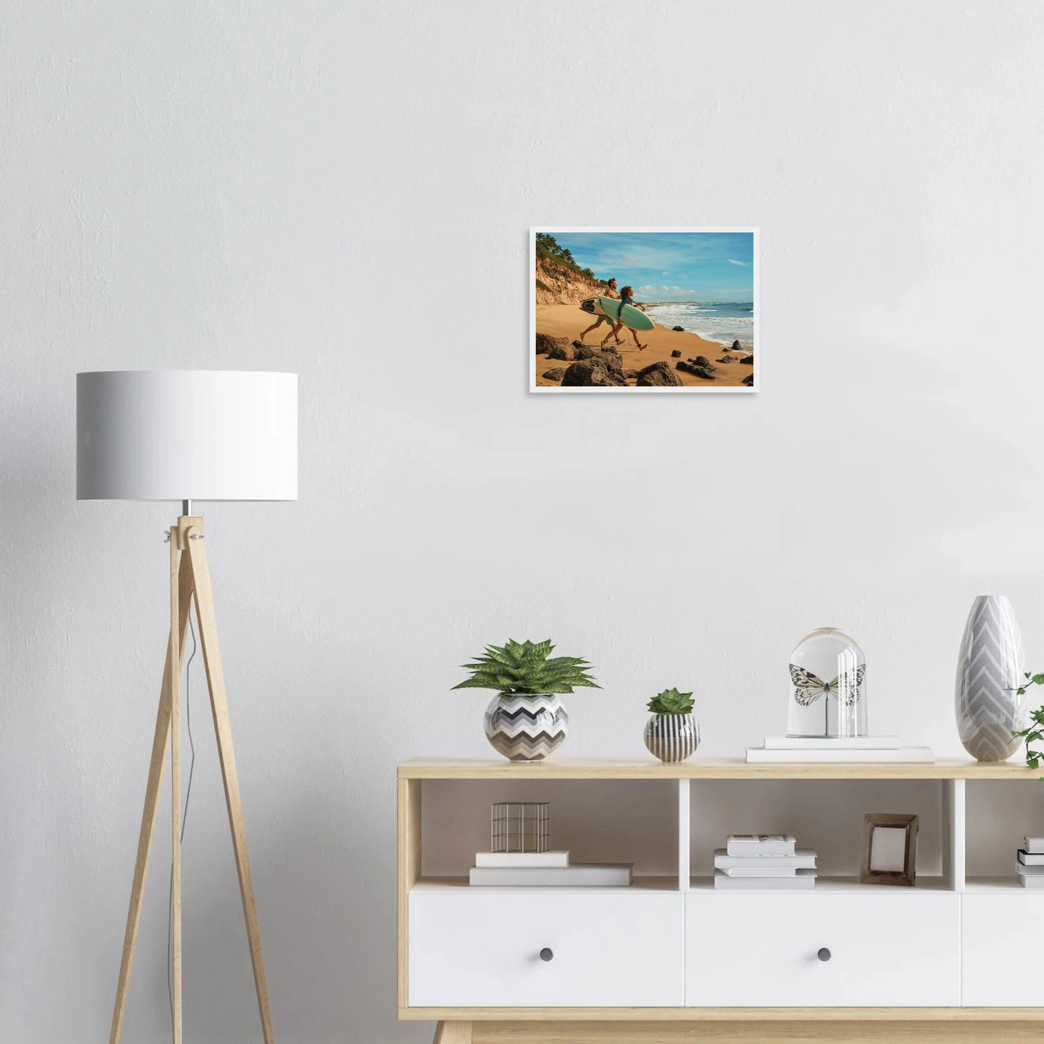 Florianópolis, Brasilien – Insel in Santa Catarina mit über 40 Stränden und Heimspot brasilianischer Pro-Surfer. Poster im Holzrahmen.