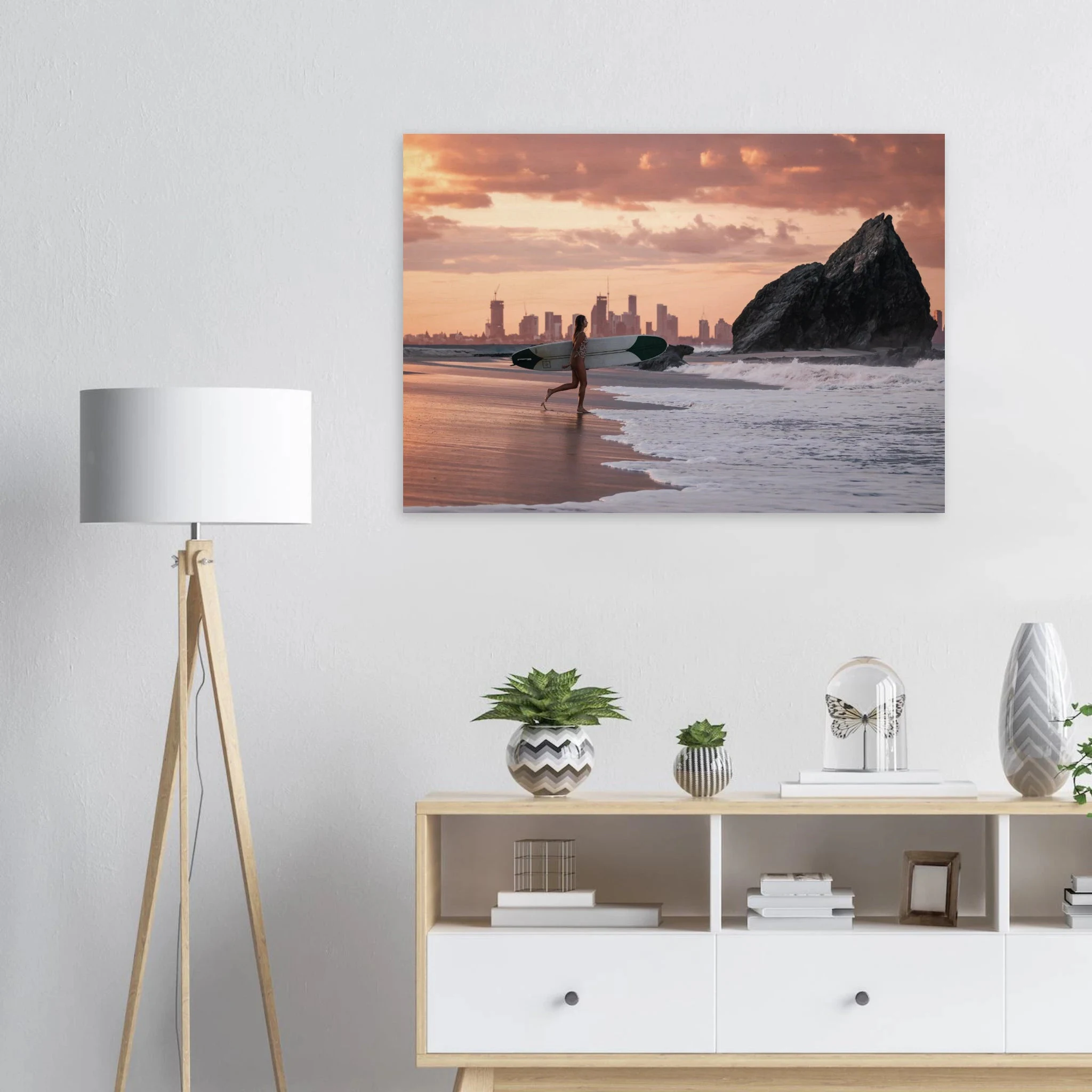 Gold Coast, Australien – Queensland-Küste mit Superbank Pointbreaks wie Snapper Rocks und Kirra. Kunstdruck auf Holz.