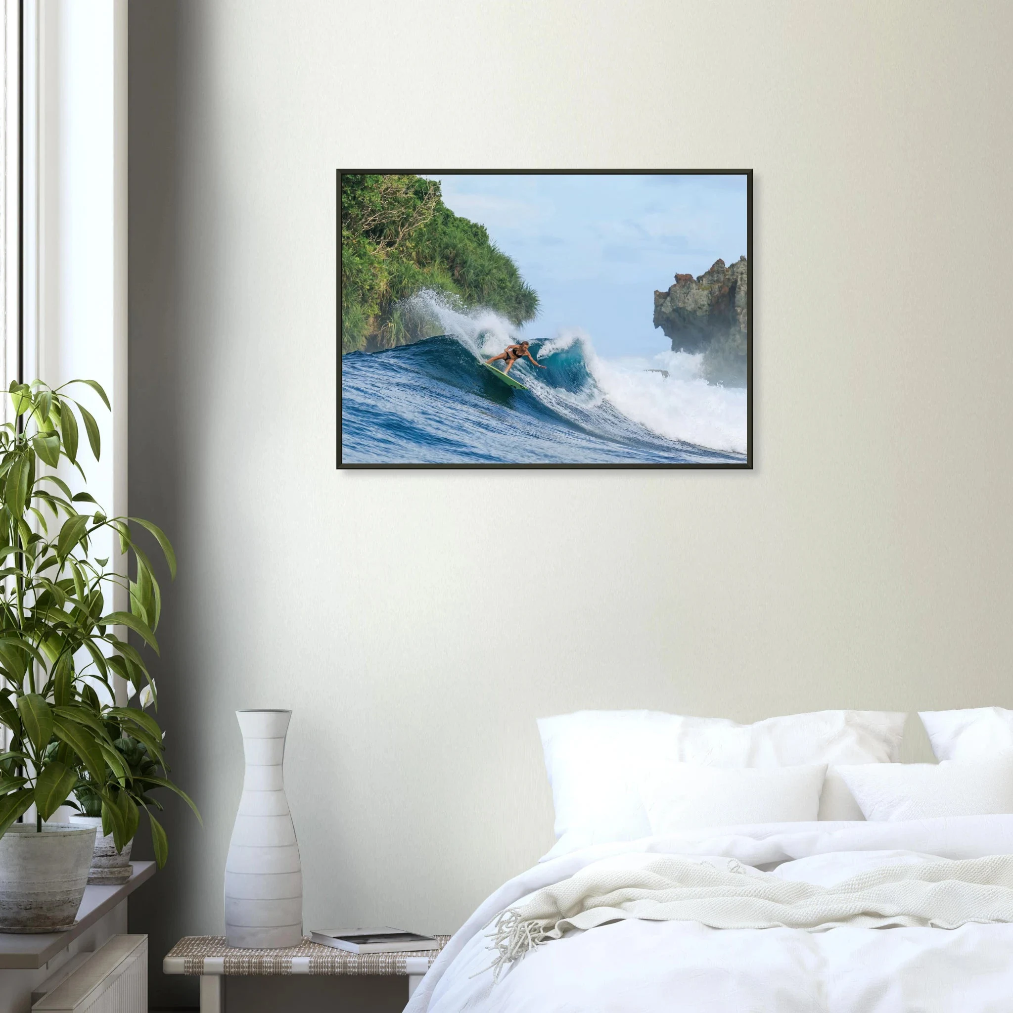 Siargao, Philippinen – Tropische Insel mit rechtem Reefbreak Cloud 9, Austragungsort der Siargao Cup. Poster im Metallrahmen.
