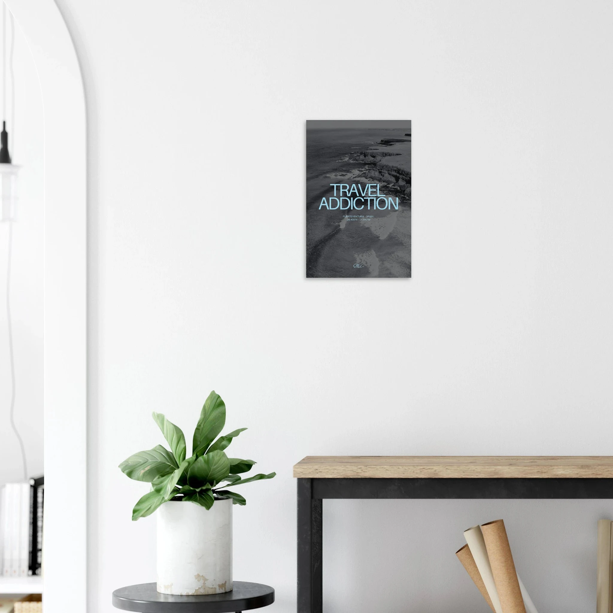 Fuerteventura, Spanien – Kanareninsel mit Vulkangestein-Reefbreaks im Norden und ganzjährig konstantem Atlantik-Swell. Kunstdruck auf Alu-Dibond.
