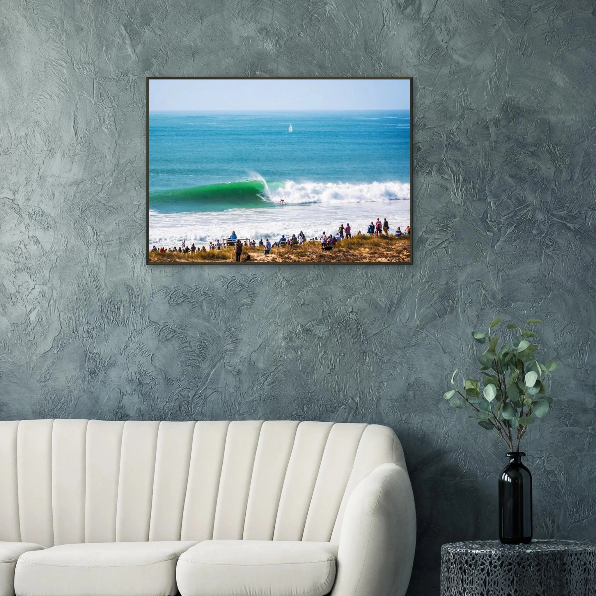 Peniche, Portugal – Halbinsel mit Supertubos-Beachbreak, Austragungsort der WSL Meo Rip Curl Pro Portugal. Poster im Metallrahmen.