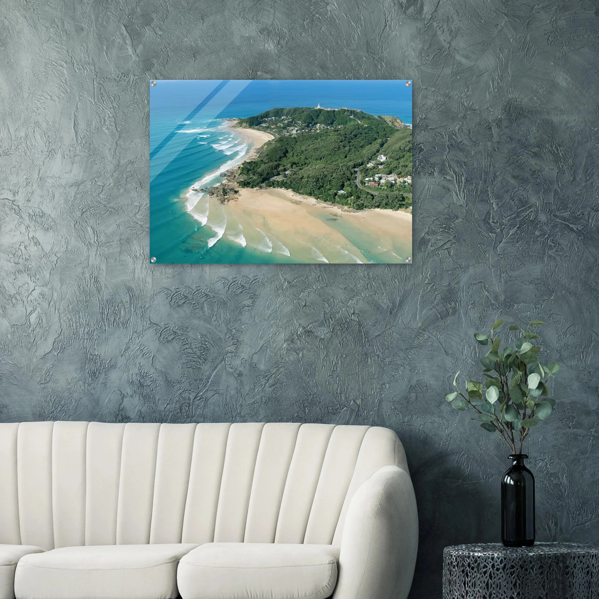 Byron Bay, Australien – Östlichster Punkt Australiens mit langen Pointbreaks und entspanntem Longboard-Flair. Kunstdruck auf Acrylglas.