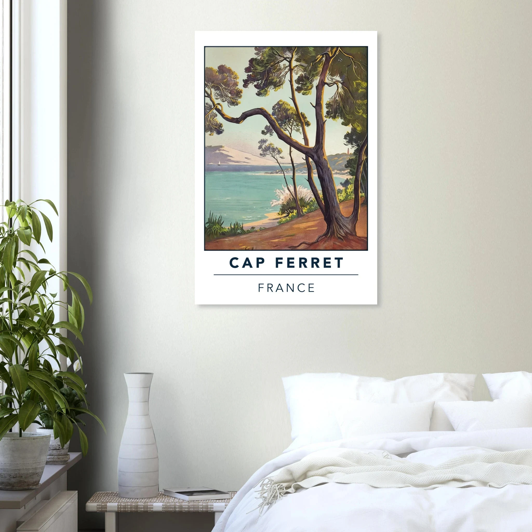 Cap Ferret, Frankreich – Atlantik-Halbinsel südwestlich von Bordeaux mit langen Beachbreaks und Dünenlandschaft. Kunstdruck auf Alu-Dibond.