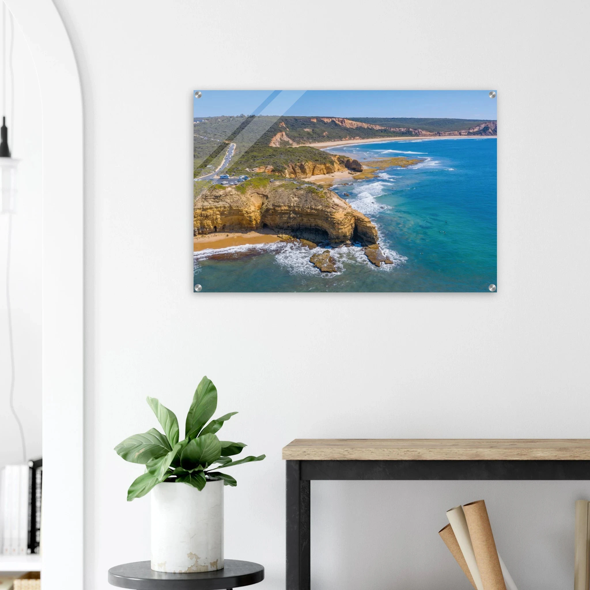 Torquay, Australien – Heimat der Bells Beach und Sitz der Surfmarken Rip Curl und Quiksilver in Victoria. Kunstdruck auf Acrylglas.