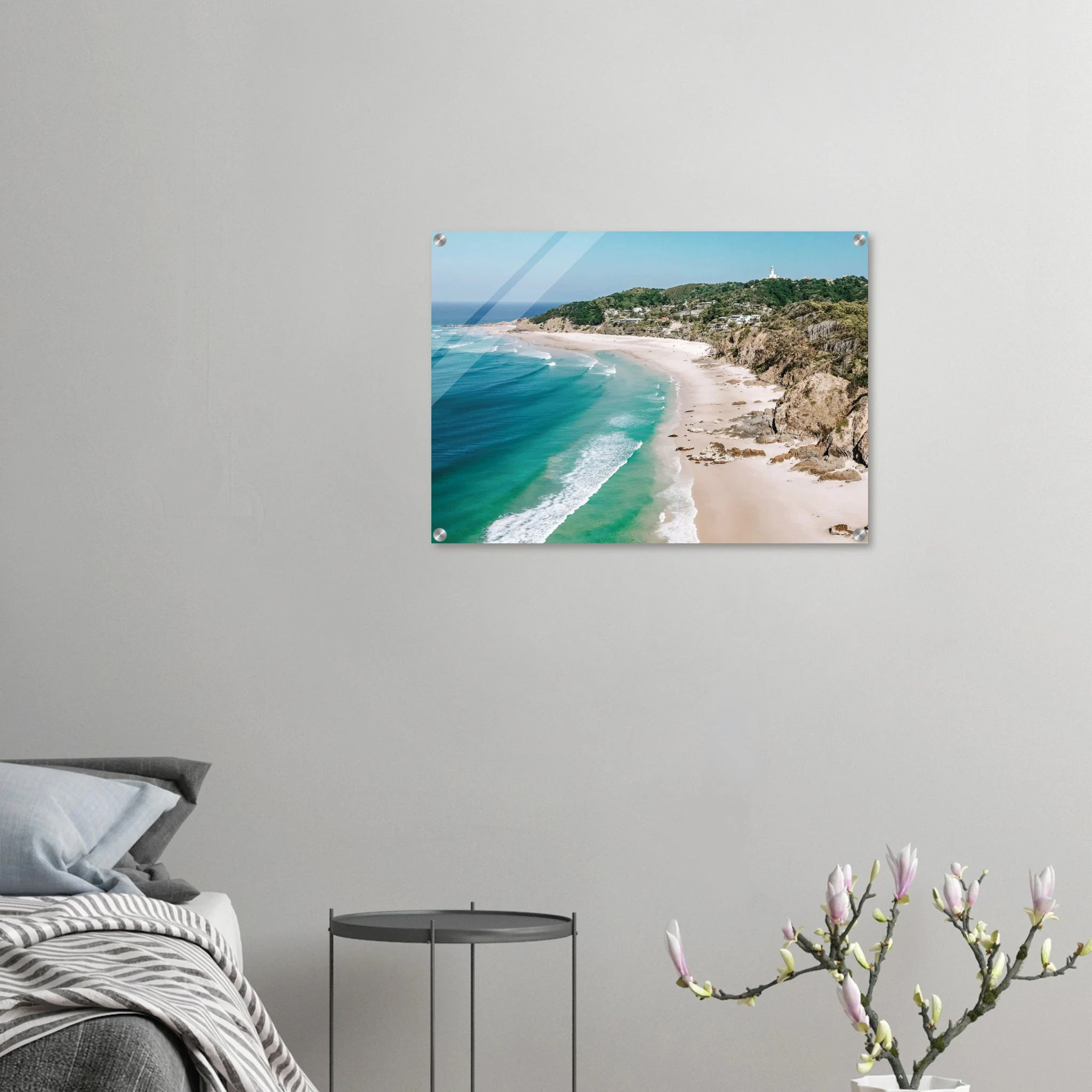 Byron Bay, Australien – Östlichster Punkt Australiens mit langen Pointbreaks und entspanntem Longboard-Flair. Kunstdruck auf Acrylglas.