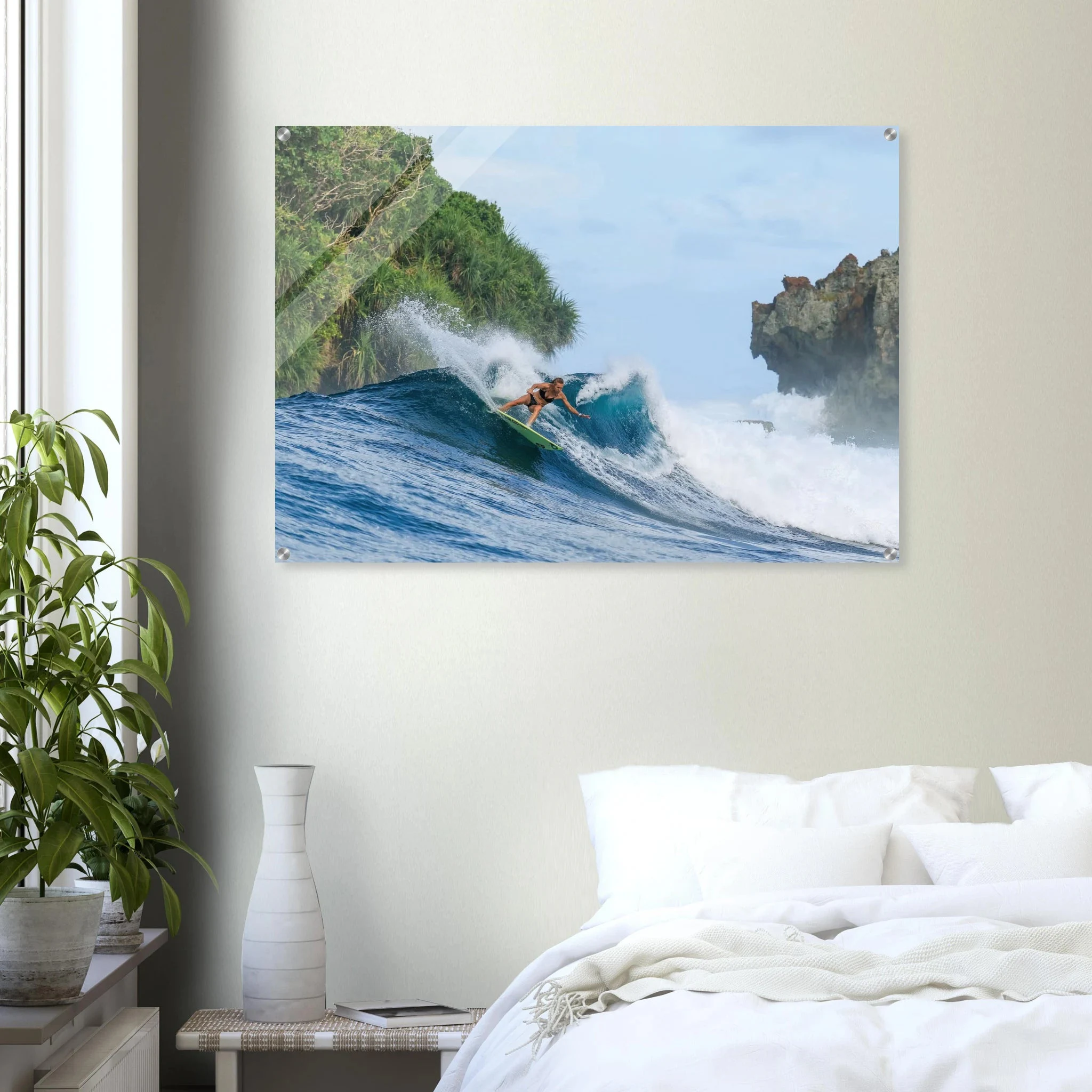 Siargao, Philippinen – Tropische Insel mit rechtem Reefbreak Cloud 9, Austragungsort der Siargao Cup. Kunstdruck auf Acrylglas.