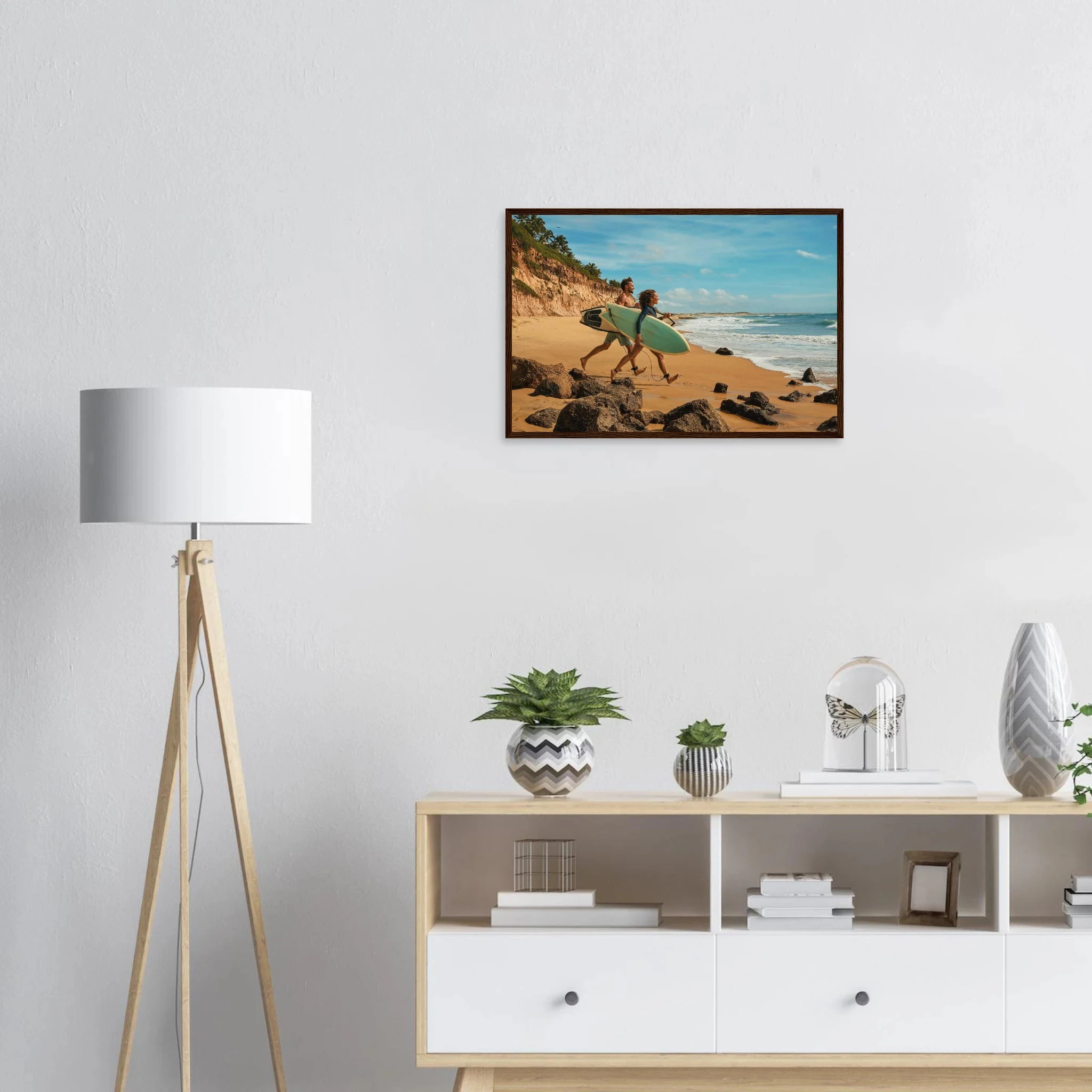 Florianópolis, Brasilien – Insel in Santa Catarina mit über 40 Stränden und Heimspot brasilianischer Pro-Surfer. Poster im Holzrahmen.