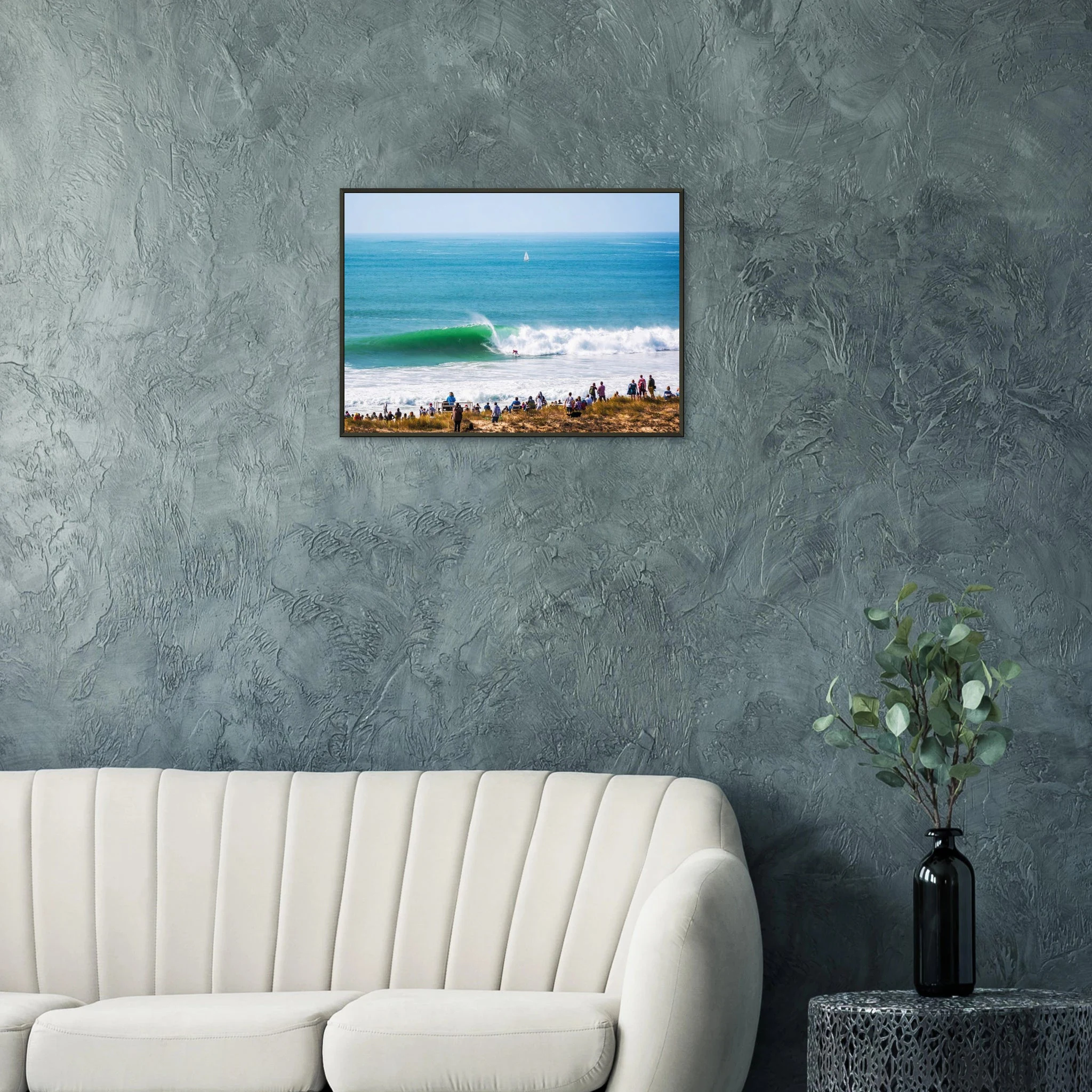 Peniche, Portugal – Halbinsel mit Supertubos-Beachbreak, Austragungsort der WSL Meo Rip Curl Pro Portugal. Poster im Metallrahmen.