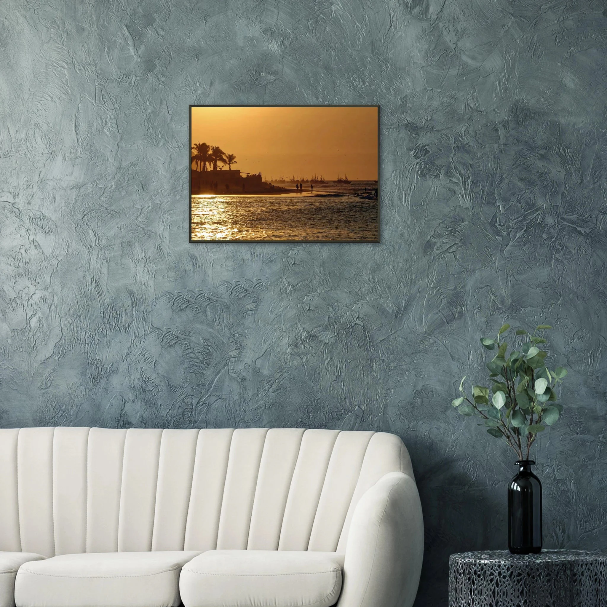Mancora, Peru – Pazifik-Pointbreak im Norden Perus mit langen linken Wellen und warmem Wasser. Poster im Metallrahmen.