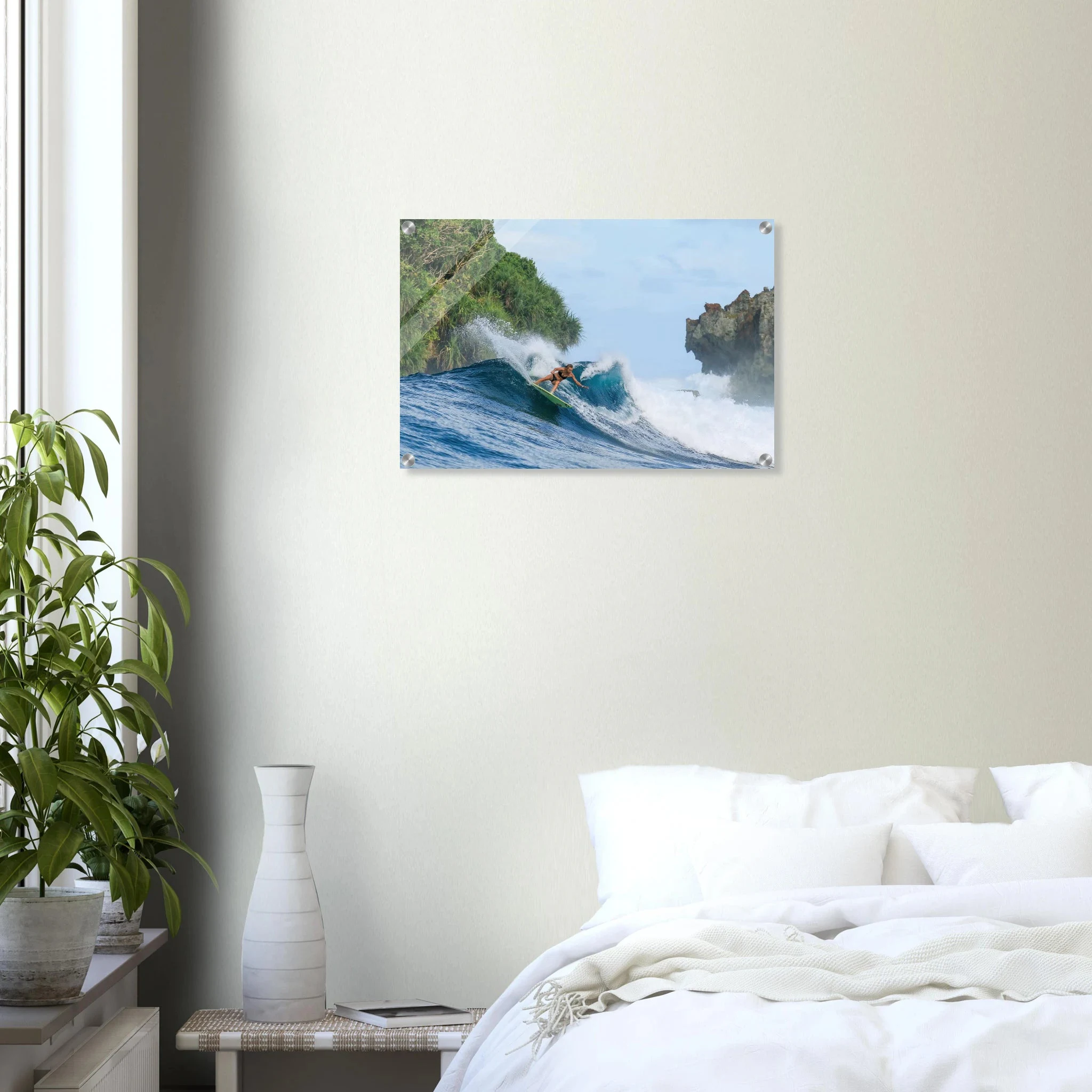Siargao, Philippinen – Tropische Insel mit rechtem Reefbreak Cloud 9, Austragungsort der Siargao Cup. Kunstdruck auf Acrylglas.
