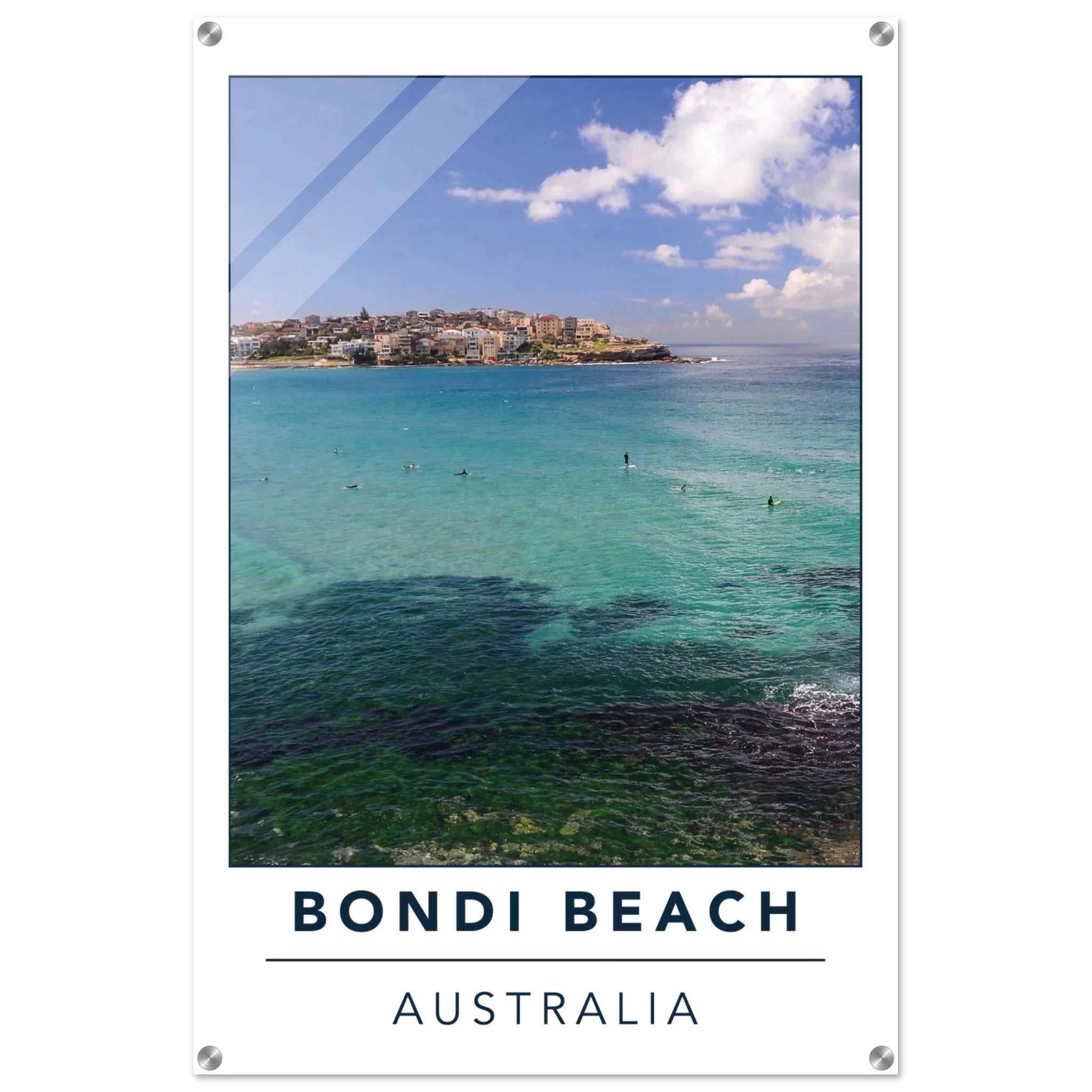 Bondi Beach, Australien – Ikonischer Stadtstrand im Osten Sydneys mit klassischem Beachbreak und Surfkultur-Geschichte. Kunstdruck auf Acrylglas.