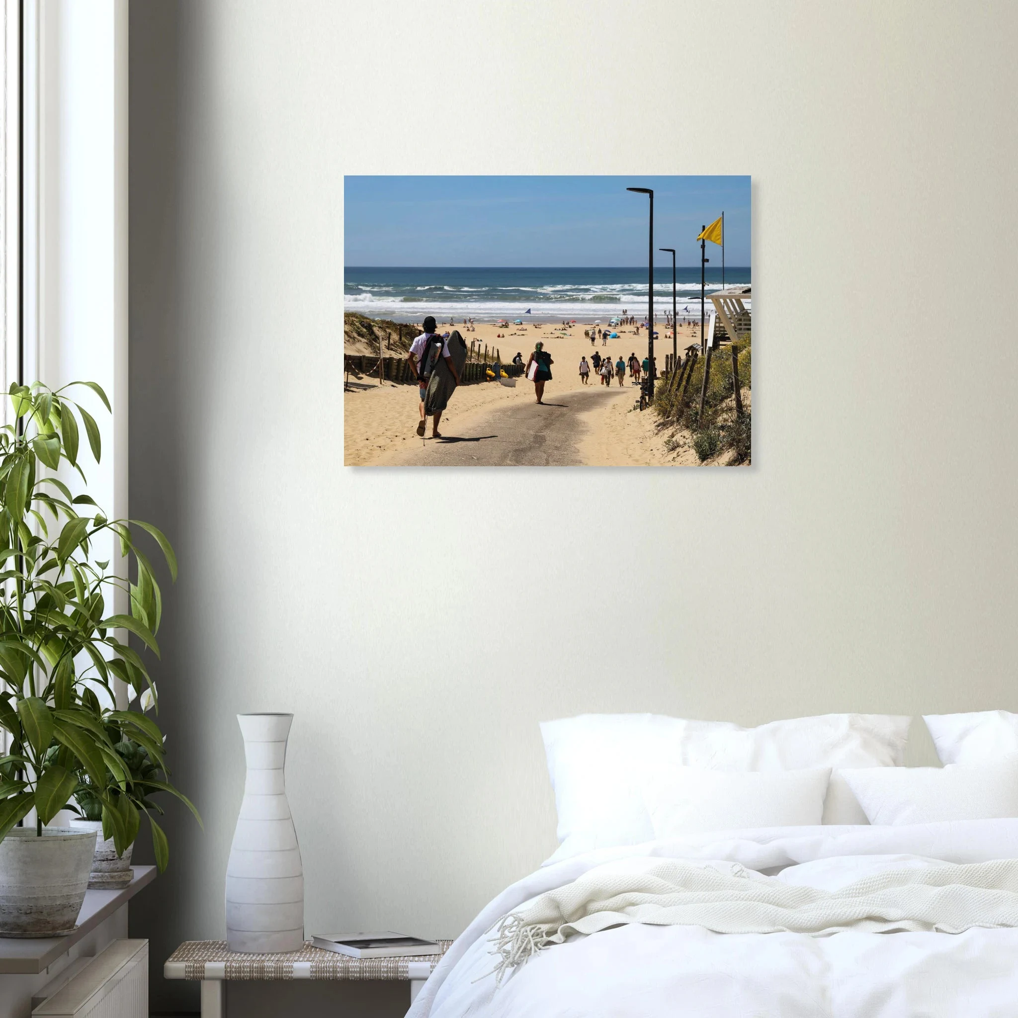Moliets-et-Maa, Frankreich – Ruhiger Pinienwald-Strand in den Landes mit beständigem Atlantik-Swell für alle Levels. Kunstdruck auf Alu-Dibond.