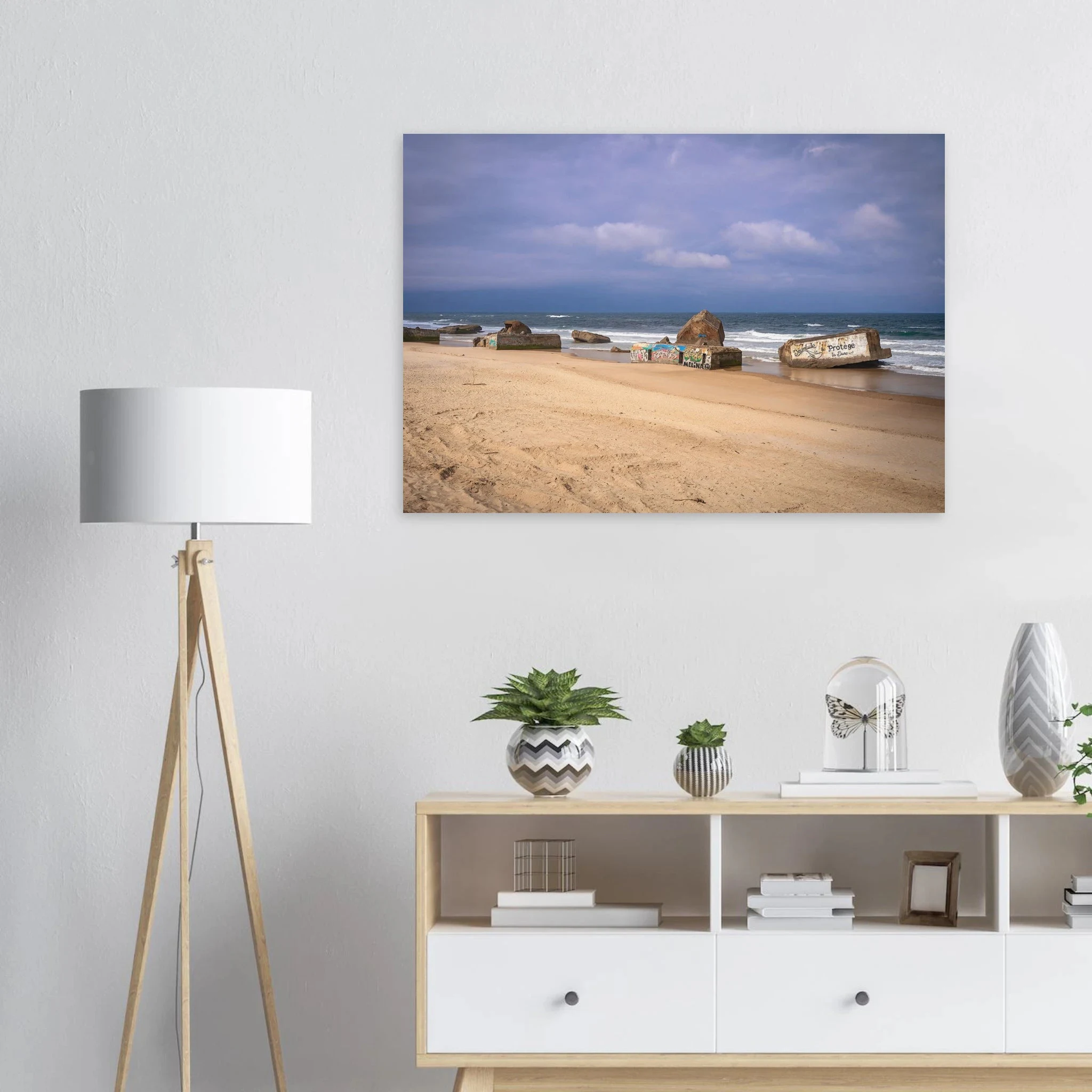 Capbreton, Frankreich – Hafenstadt an der französischen Atlantikküste mit Gouf-Canyon vor der Küste und kräftigen Beachbreaks. Kunstdruck auf Alu-Dibond.