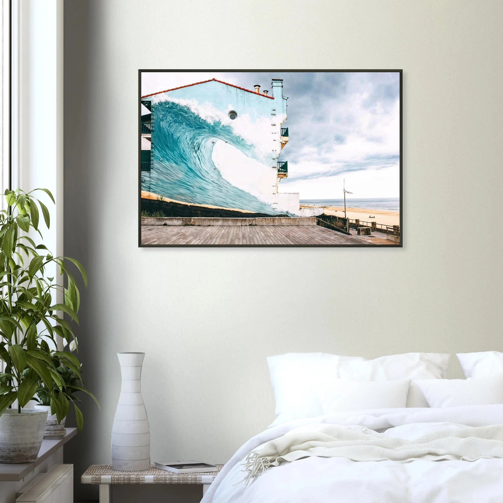 Hossegor, Frankreich – Beachbreak-Hotspot in den Landes, Austragungsort der WSL-Quiksilver-Pro-Wettkämpfe. Poster im Metallrahmen.