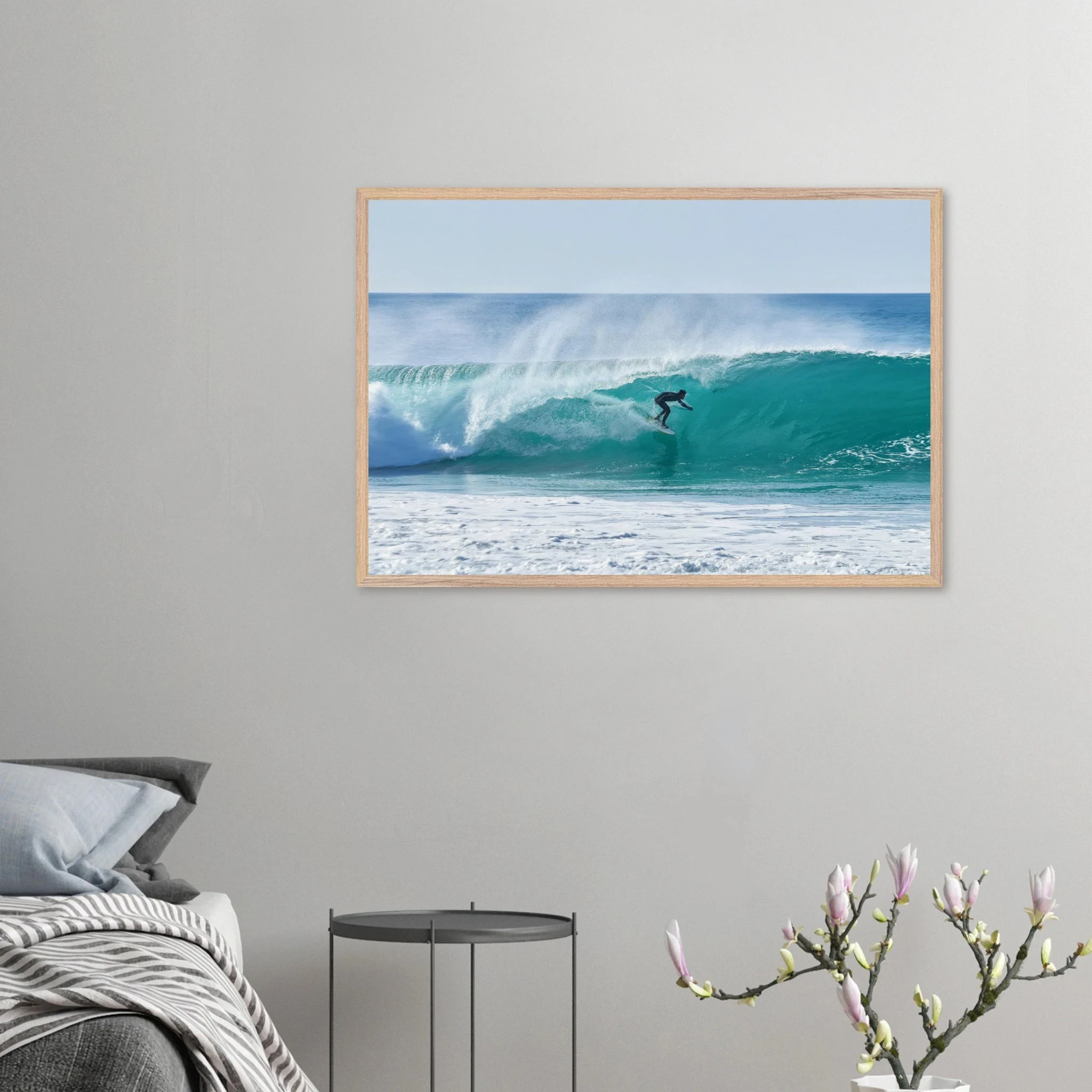 Siargao, Philippinen – Tropische Insel mit rechtem Reefbreak Cloud 9, Austragungsort der Siargao Cup. Poster im Galerie-Holzrahmen.