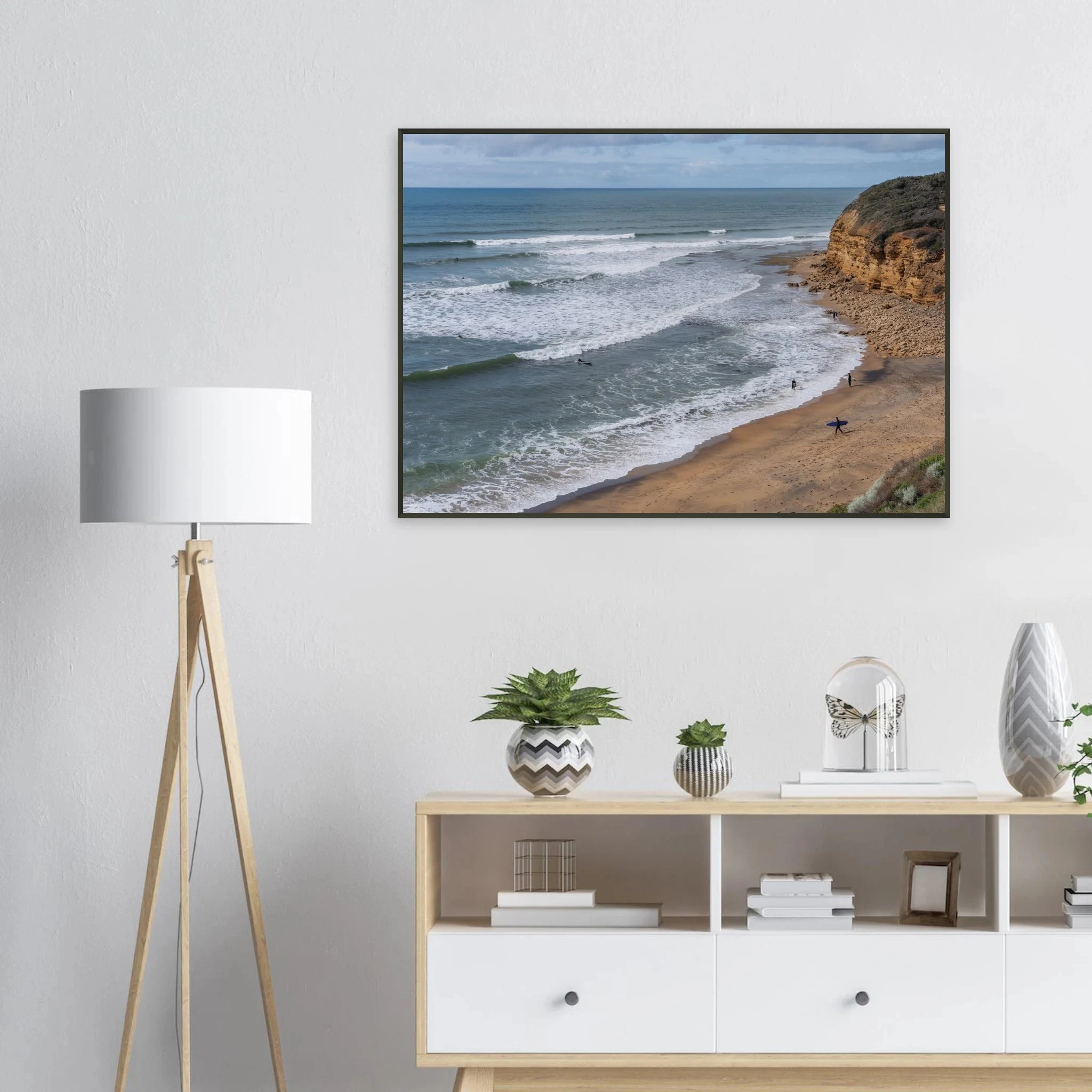 Torquay, Australien – Heimat der Bells Beach und Sitz der Surfmarken Rip Curl und Quiksilver in Victoria. Poster im Metallrahmen.