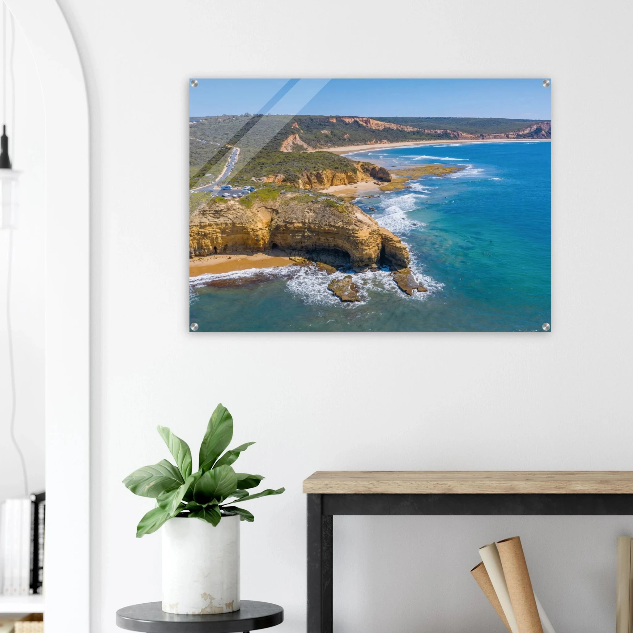 Torquay, Australien – Heimat der Bells Beach und Sitz der Surfmarken Rip Curl und Quiksilver in Victoria. Kunstdruck auf Acrylglas.