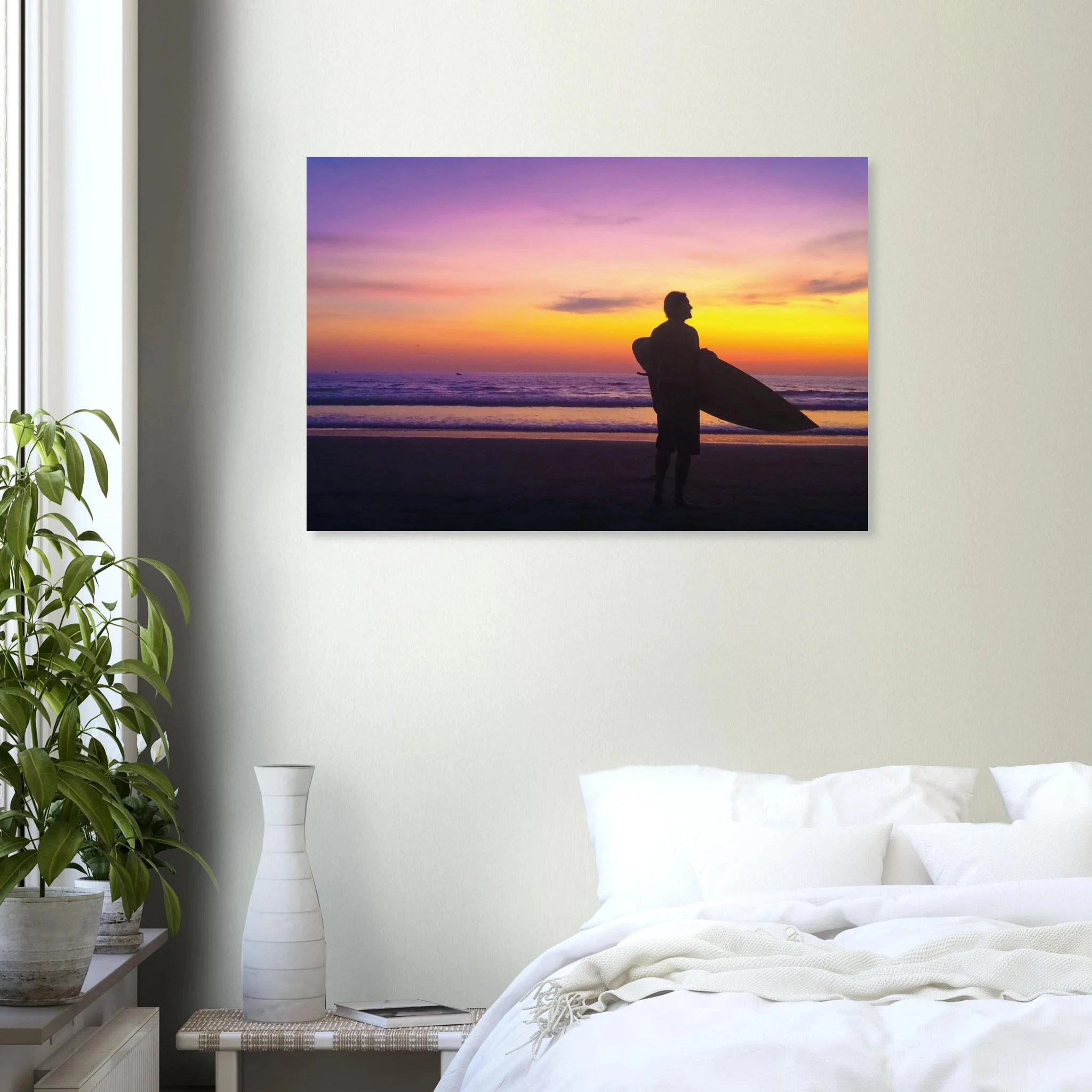 Montañita, Ecuador – Pazifik-Surferdorf an der Ruta del Sol mit rechtem Pointbreak und Backpacker-Szene. Kunstdruck auf Alu-Dibond.