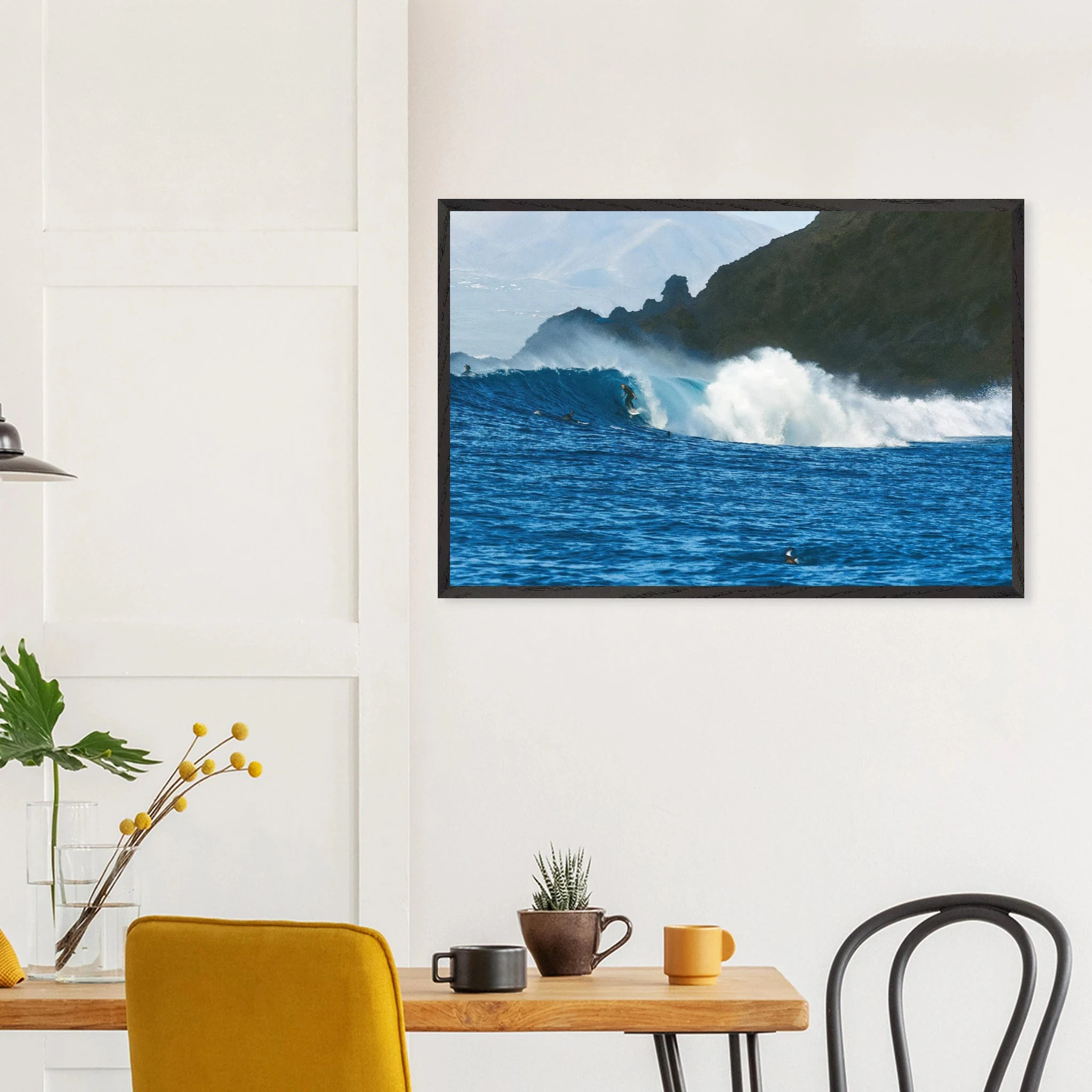 Fuerteventura, Spanien – Kanareninsel mit Vulkangestein-Reefbreaks im Norden und ganzjährig konstantem Atlantik-Swell. Poster im Galerie-Holzrahmen.