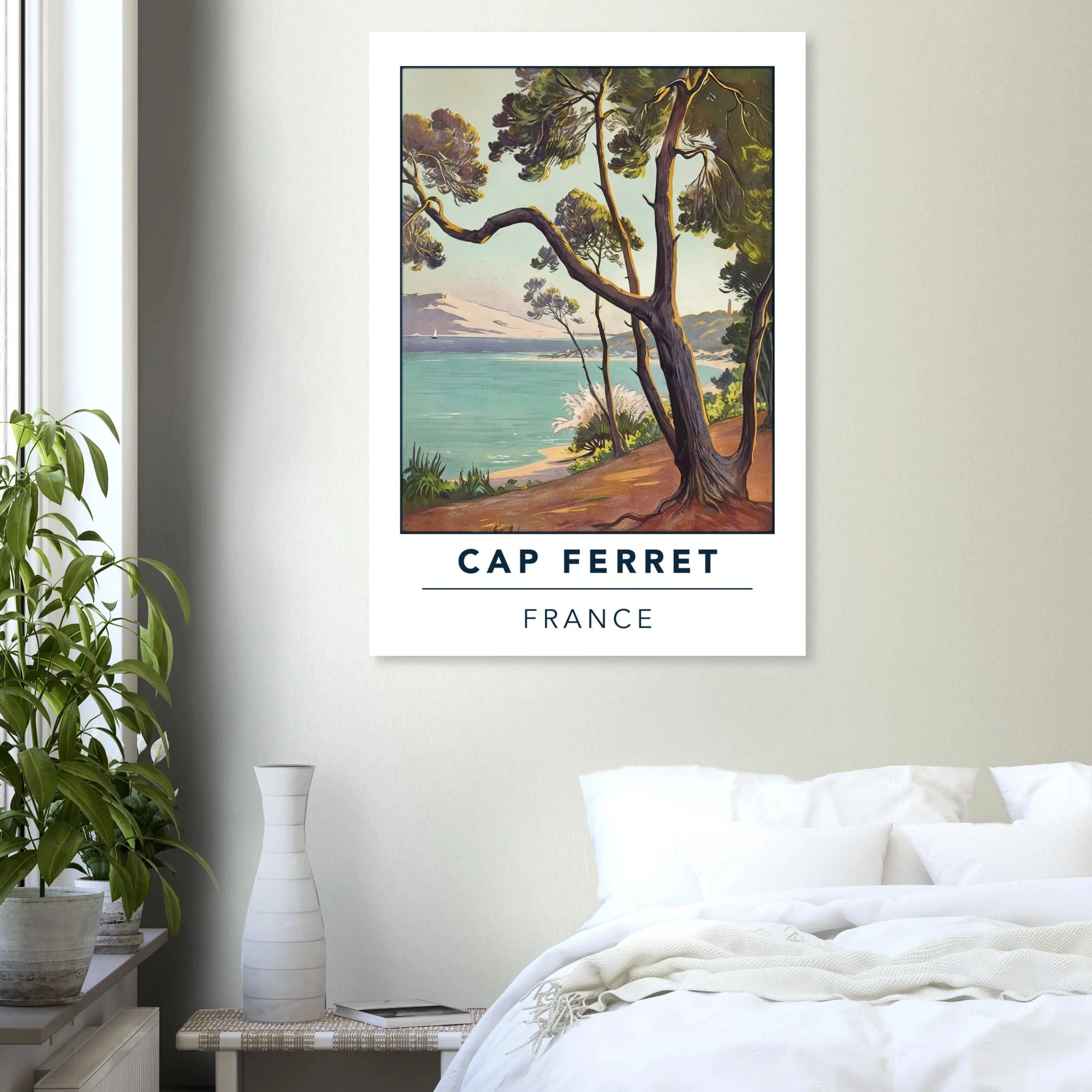 Cap Ferret, Frankreich – Atlantik-Halbinsel südwestlich von Bordeaux mit langen Beachbreaks und Dünenlandschaft. Poster.