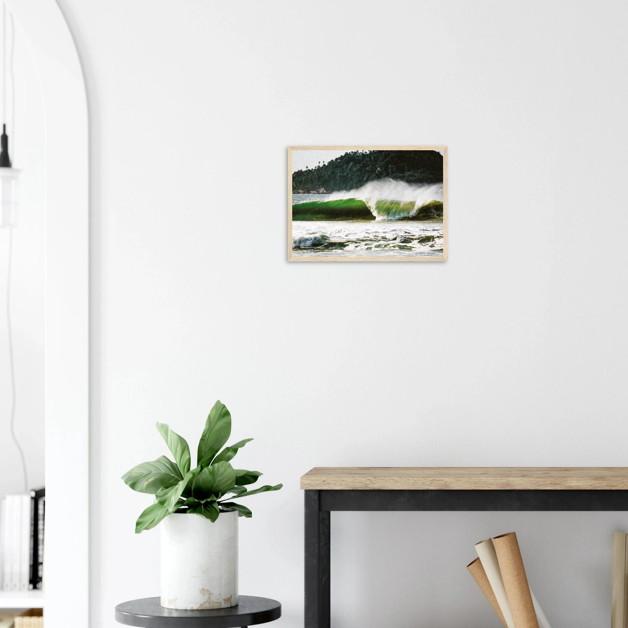 Florianópolis, Brasilien – Insel in Santa Catarina mit über 40 Stränden und Heimspot brasilianischer Pro-Surfer. Poster im Holzrahmen.