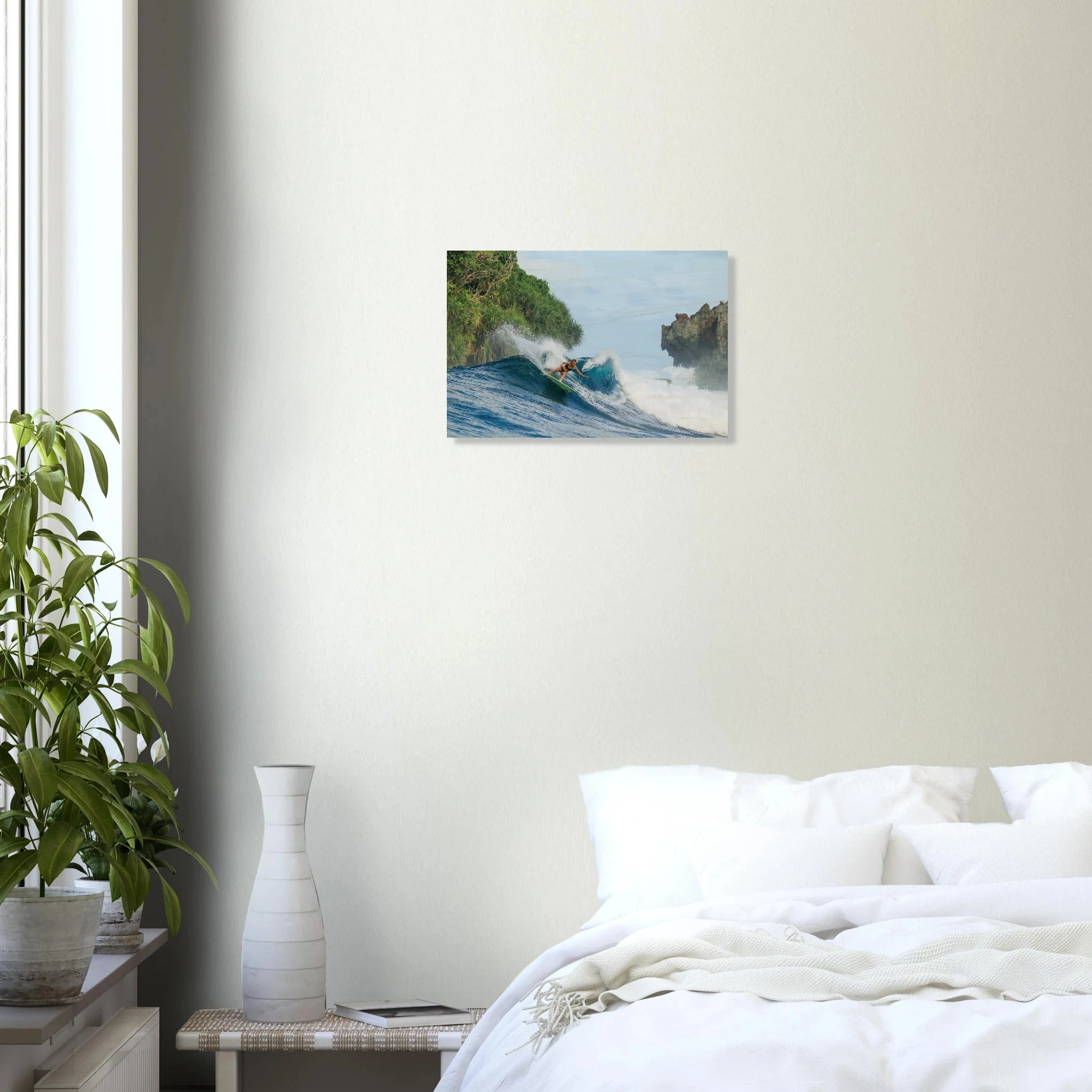 Siargao, Philippinen – Tropische Insel mit rechtem Reefbreak Cloud 9, Austragungsort der Siargao Cup. Kunstdruck auf Holz.