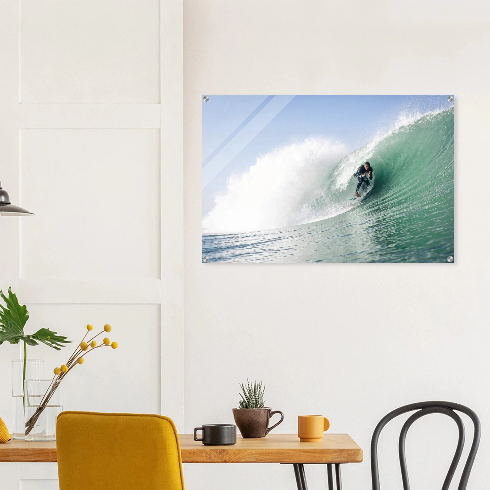 Seignosse, Frankreich – Dünenstrand in den Landes mit hohlen Beachbreaks und ausgeprägter Herbstsaison. Kunstdruck auf Acrylglas.