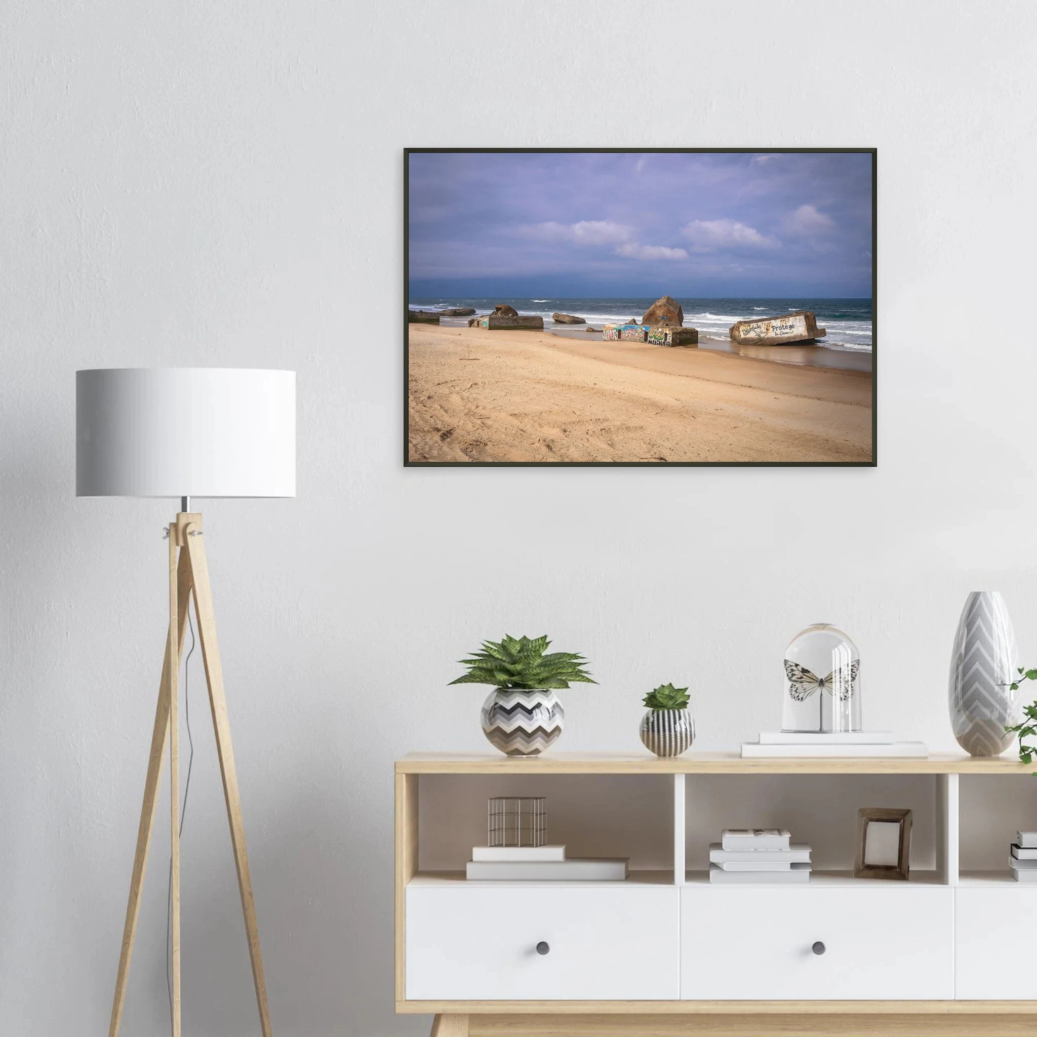 Capbreton, Frankreich – Hafenstadt an der französischen Atlantikküste mit Gouf-Canyon vor der Küste und kräftigen Beachbreaks. Poster im Metallrahmen.