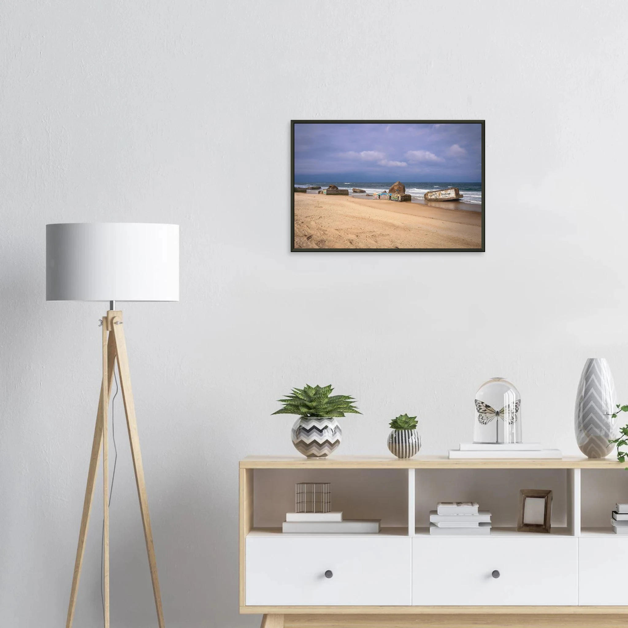 Capbreton, Frankreich – Hafenstadt an der französischen Atlantikküste mit Gouf-Canyon vor der Küste und kräftigen Beachbreaks. Poster im Metallrahmen.