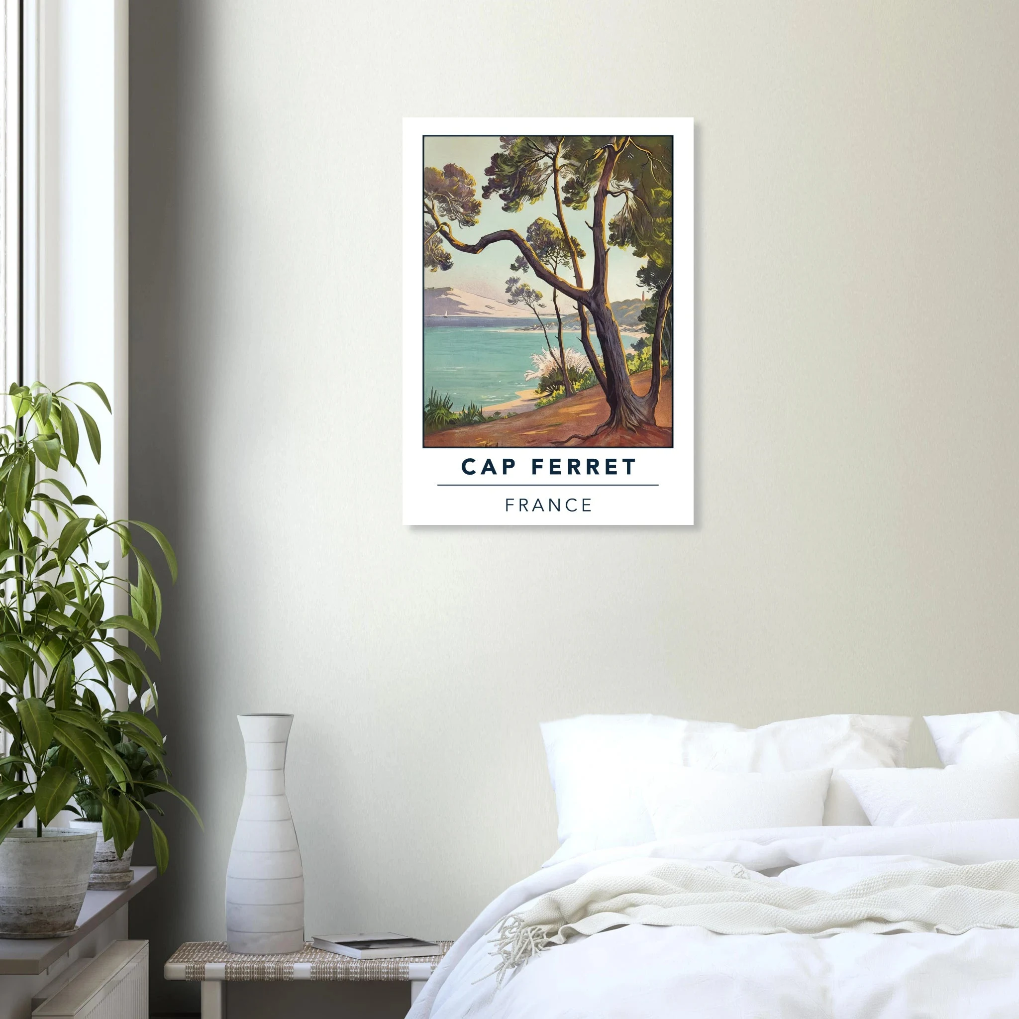 Cap Ferret, Frankreich – Atlantik-Halbinsel südwestlich von Bordeaux mit langen Beachbreaks und Dünenlandschaft. Poster.
