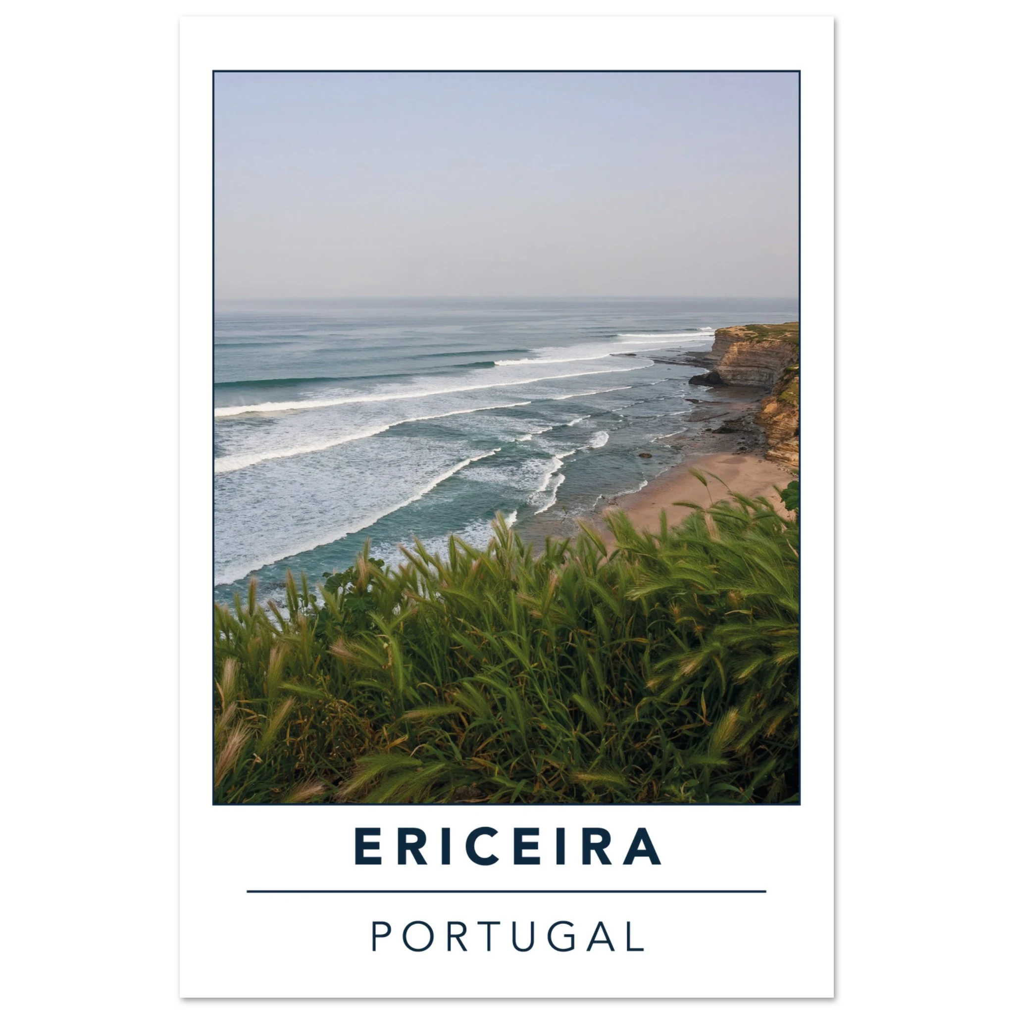 Ericeira, Portugal – World Surfing Reserve nördlich von Lissabon mit Reefbreaks wie Coxos und Ribeira d'Ilhas. Kunstdruck auf Alu-Dibond.