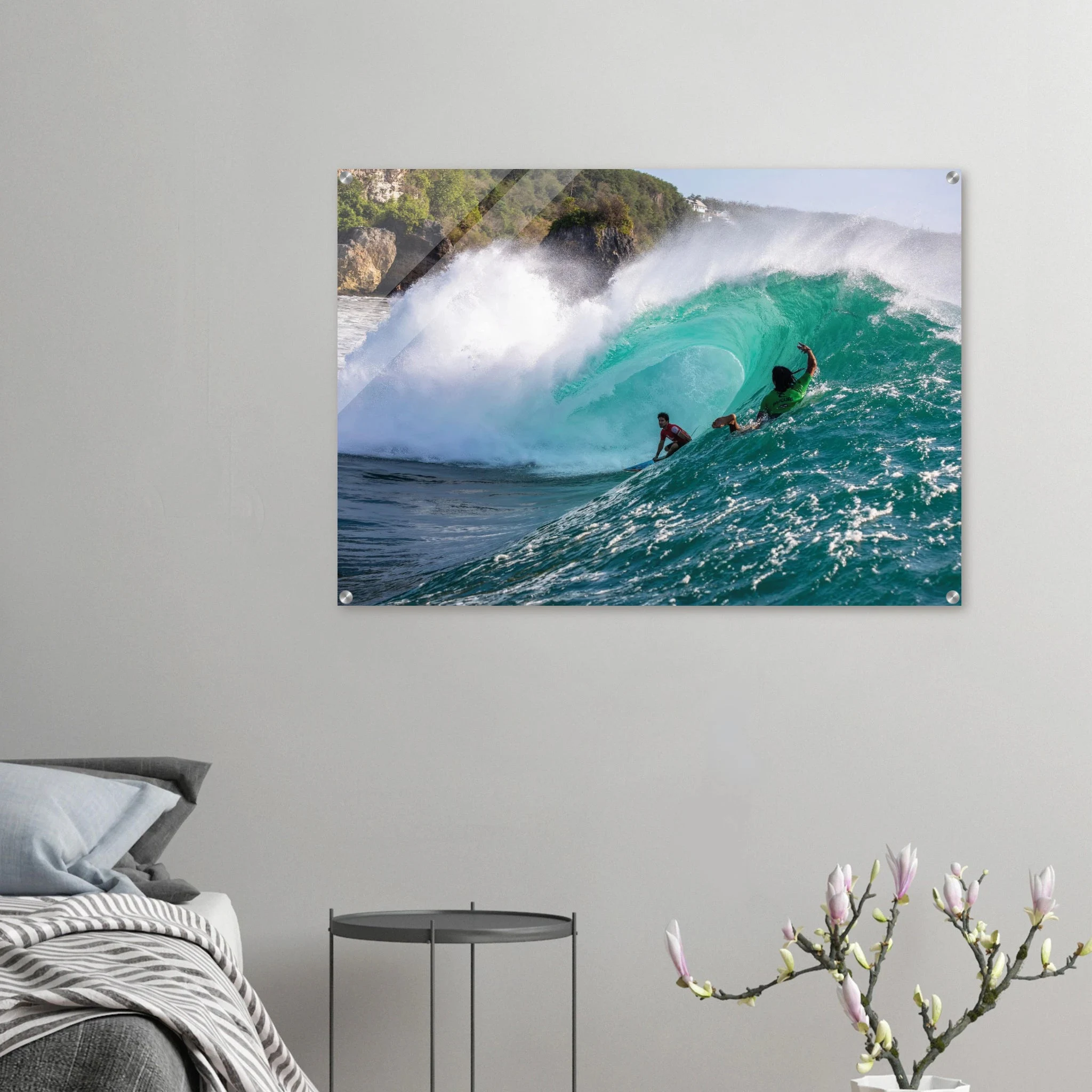 Padang Padang, Bali (Indonesien) – Linker Reefbreak auf der Bukit-Halbinsel, bekannt als balinesisches Pipeline-Pendant. Kunstdruck auf Acrylglas.