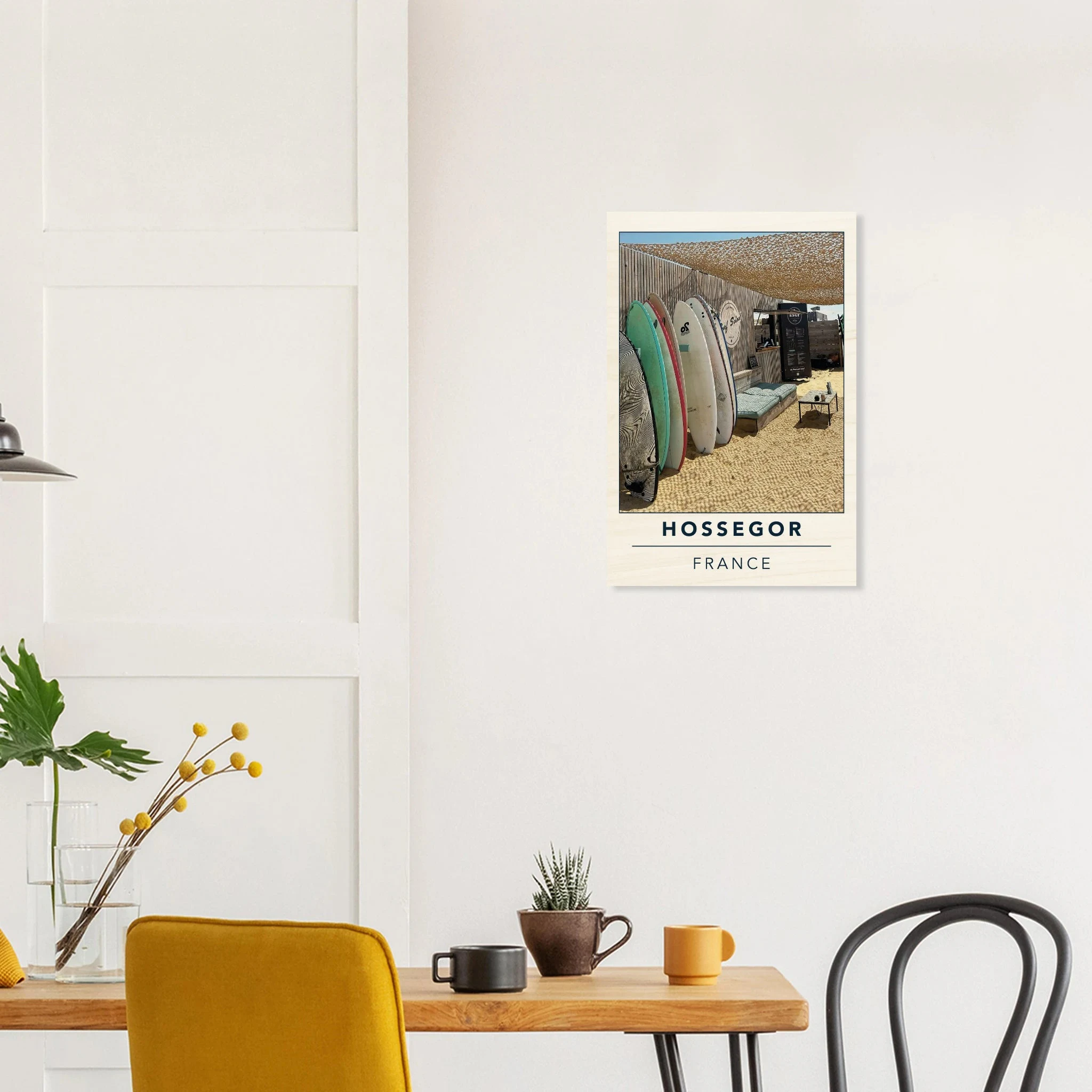 Hossegor, Frankreich – Beachbreak-Hotspot in den Landes, Austragungsort der WSL-Quiksilver-Pro-Wettkämpfe. Kunstdruck auf Holz.