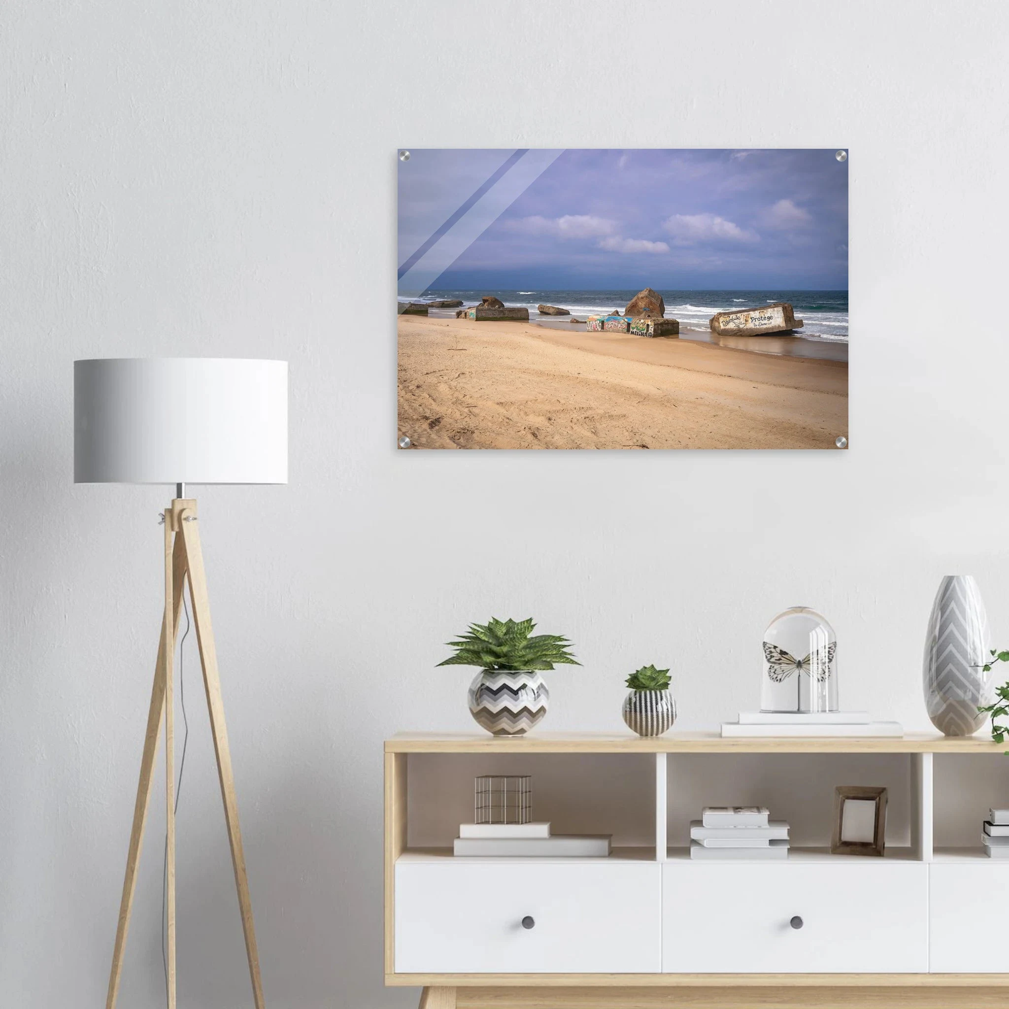 Capbreton, Frankreich – Hafenstadt an der französischen Atlantikküste mit Gouf-Canyon vor der Küste und kräftigen Beachbreaks. Kunstdruck auf Acrylglas.