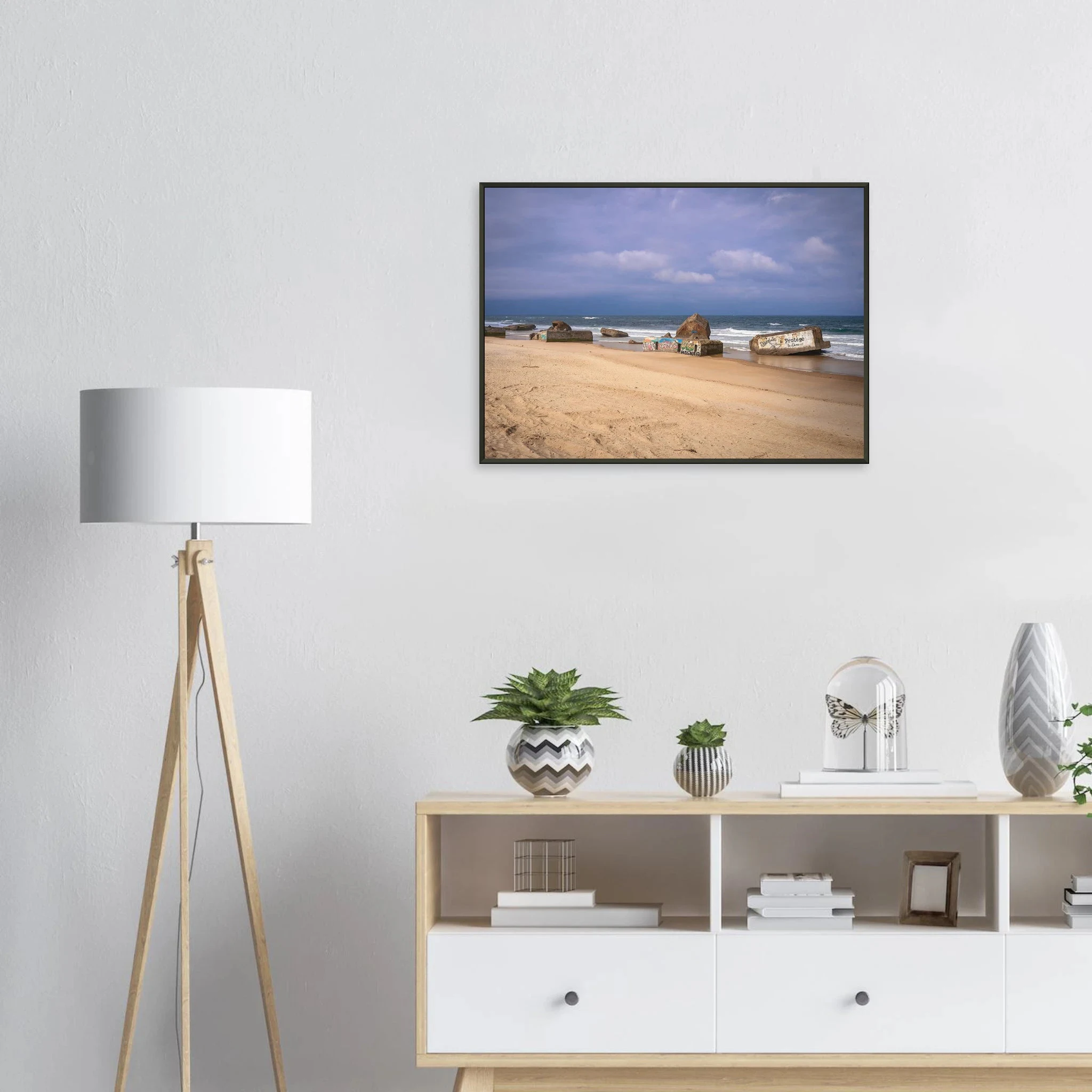 Capbreton, Frankreich – Hafenstadt an der französischen Atlantikküste mit Gouf-Canyon vor der Küste und kräftigen Beachbreaks. Poster im Metallrahmen.