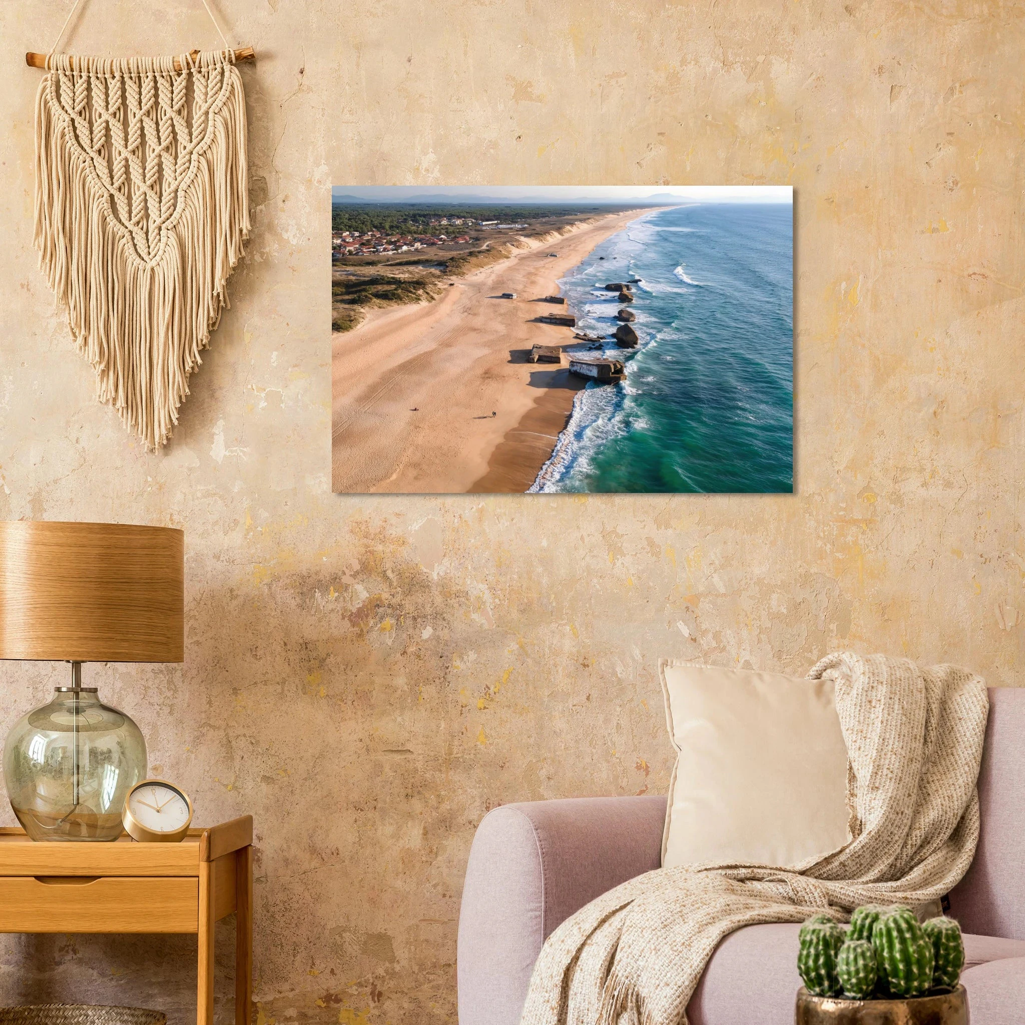 Capbreton, Frankreich – Hafenstadt an der französischen Atlantikküste mit Gouf-Canyon vor der Küste und kräftigen Beachbreaks. Kunstdruck auf Alu-Dibond.