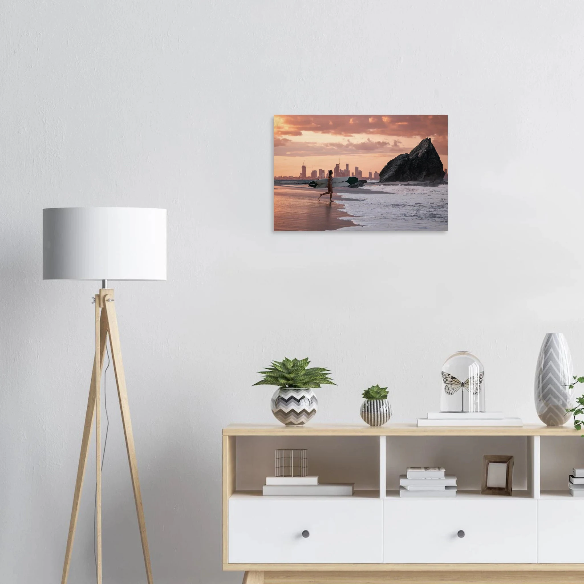 Gold Coast, Australien – Queensland-Küste mit Superbank Pointbreaks wie Snapper Rocks und Kirra. Kunstdruck auf Holz.