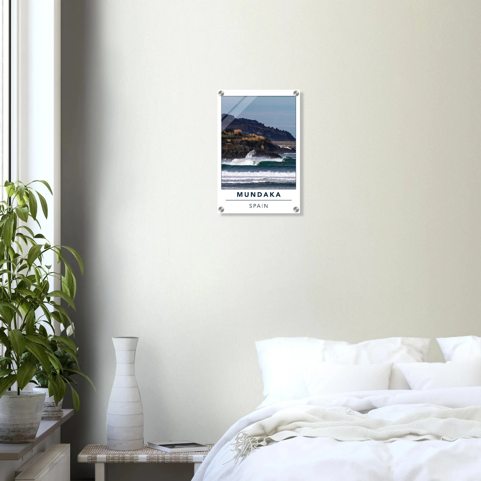 Mundaka, Spanien – Linke Flussmündungswelle im Baskenland, eine der längsten Barrels Europas. Kunstdruck auf Acrylglas.